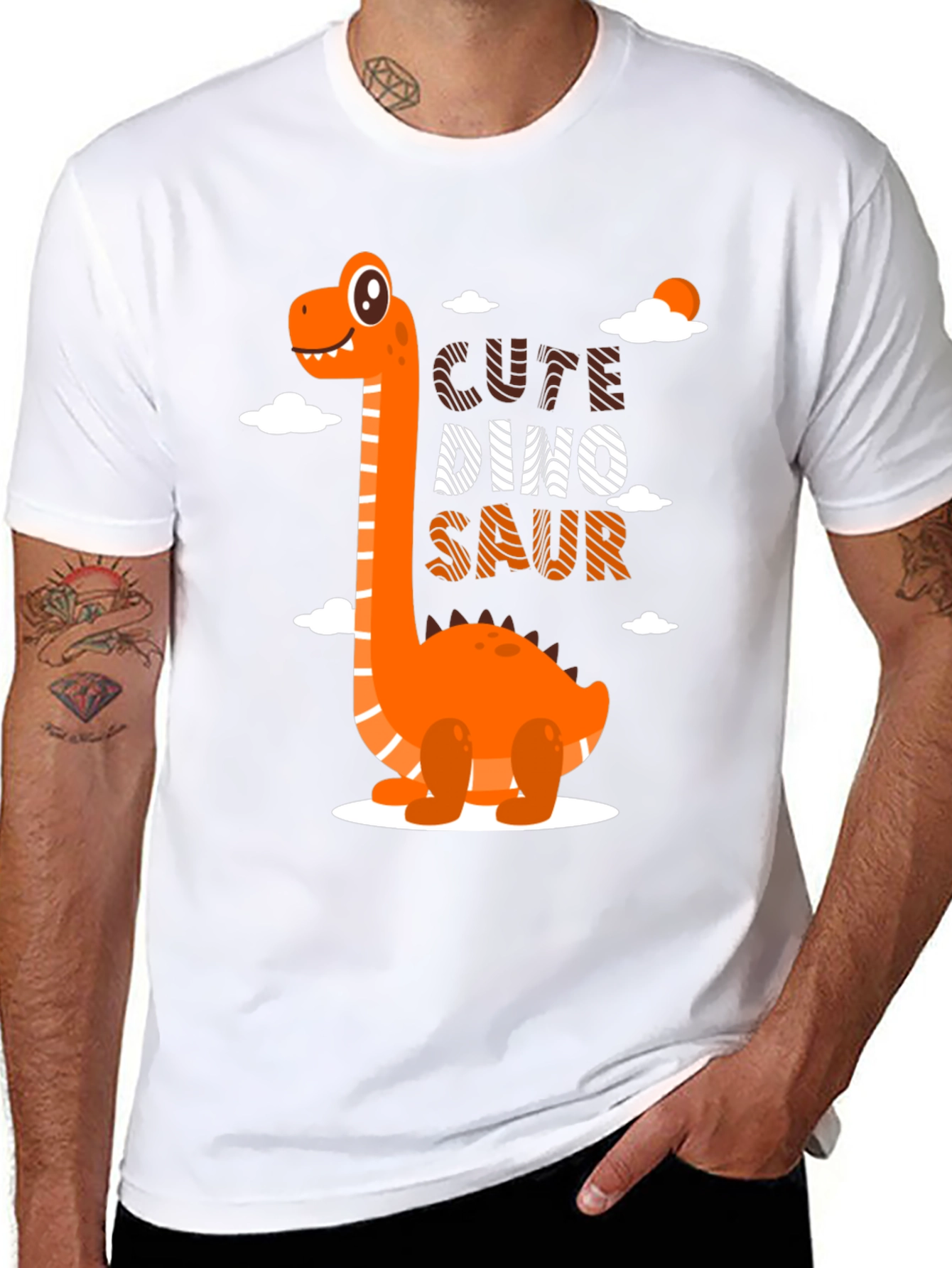 Black Cute Dino-Saur Black Graphic T-Shirt view 8
