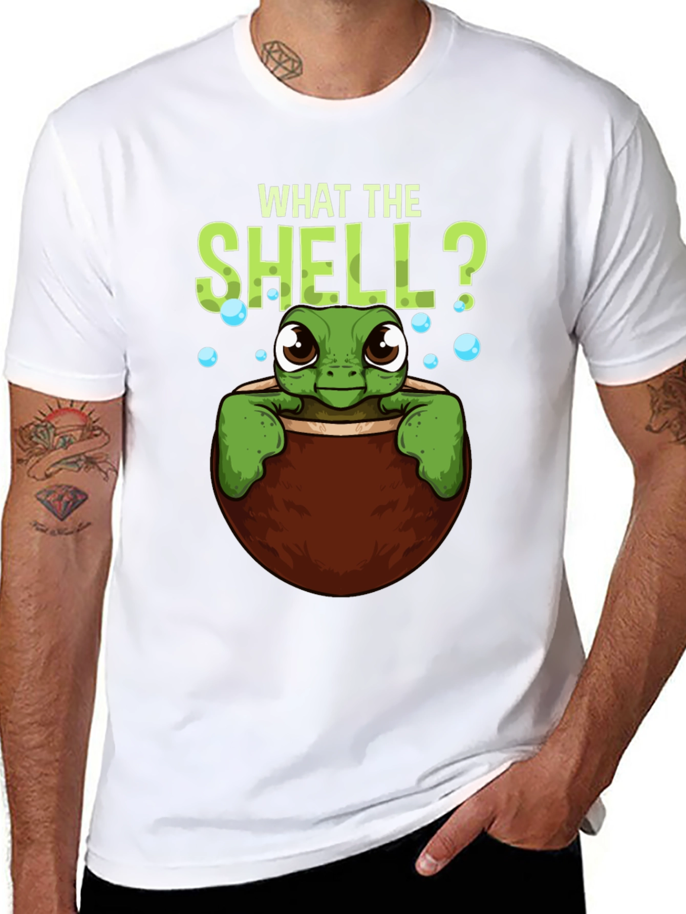 Black What The Shell? Turtle Graphic Tee view 8