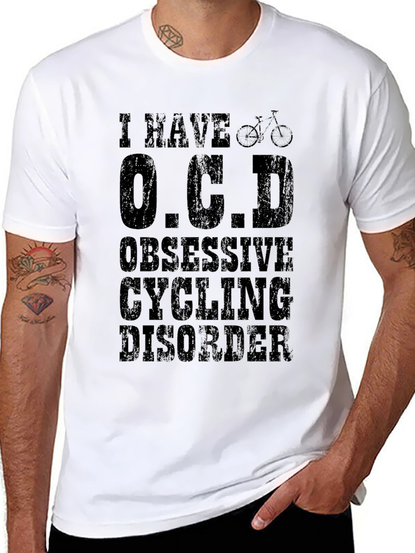 Black Funny OCD Obsessive Cycling Disorder T-Shirt view 8