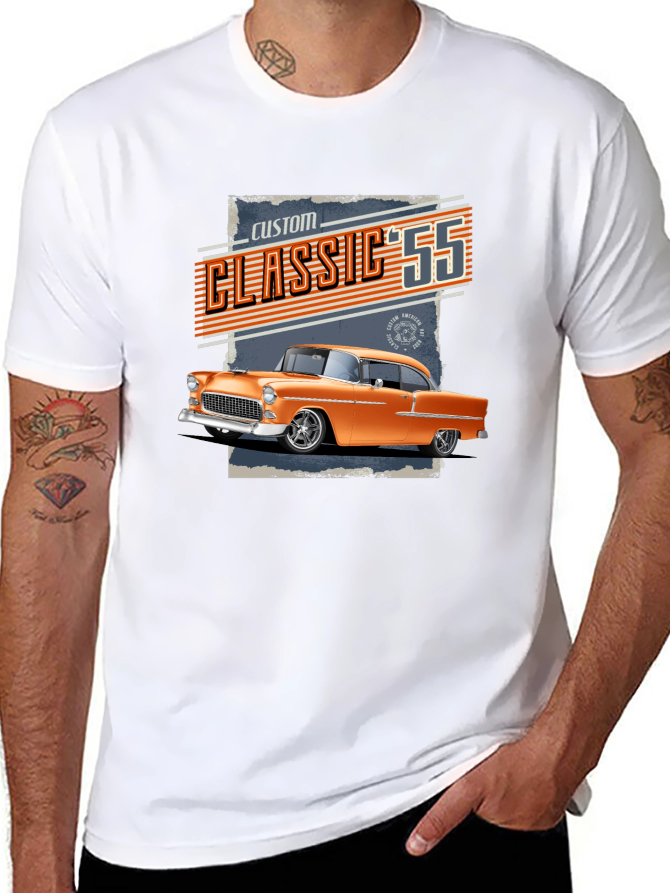 Black Classic '55 Car Graphic T-Shirt view 8