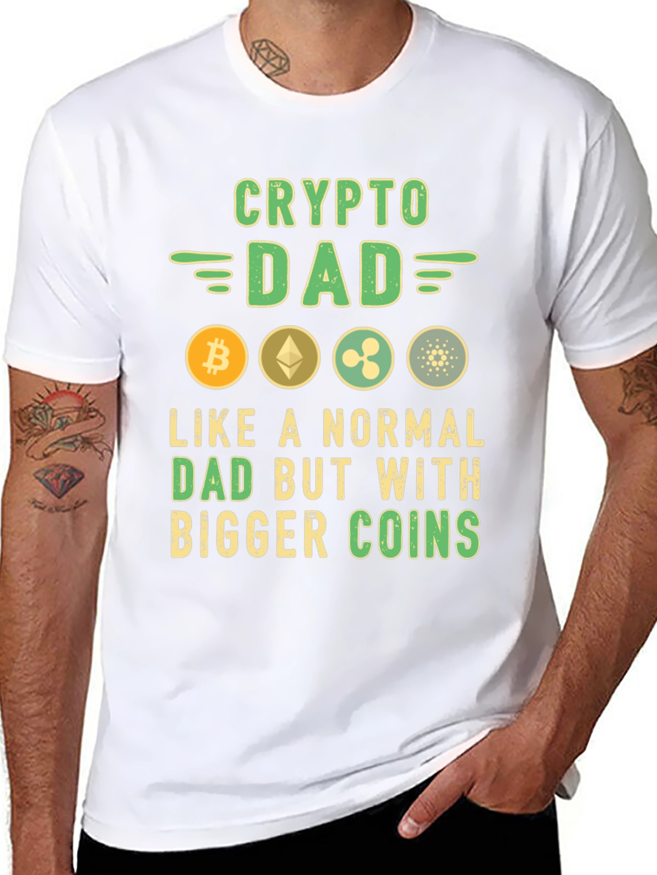Black Crypto Dad T-Shirt Bitcoin Ethereum Ripple Cardano view 8