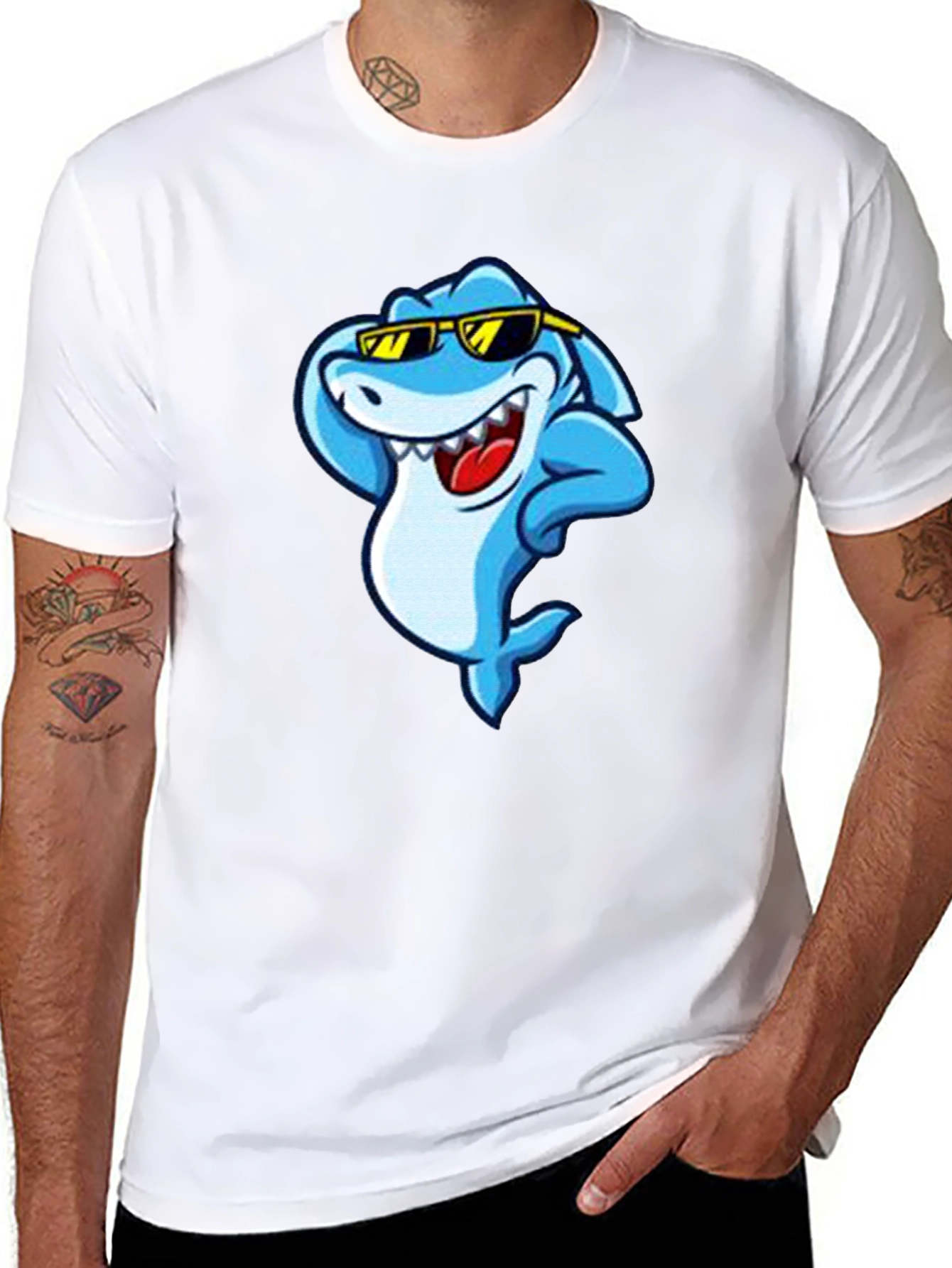 Cool Shark Graphic Tee - Black Cotton T-Shirt - 8