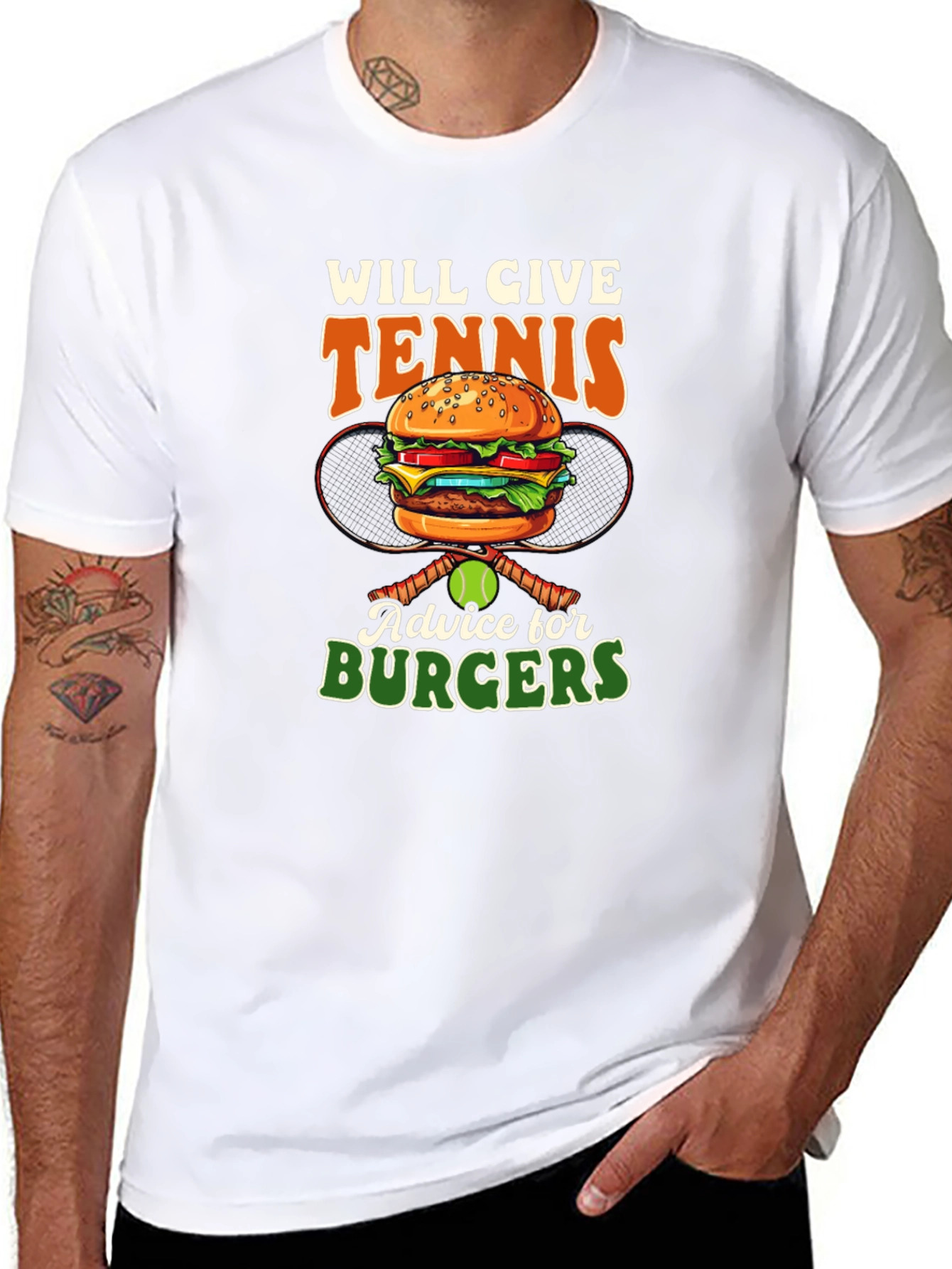 Black Tennis & Burgers Graphic T-Shirt - Serve Up Some Fun! view 8