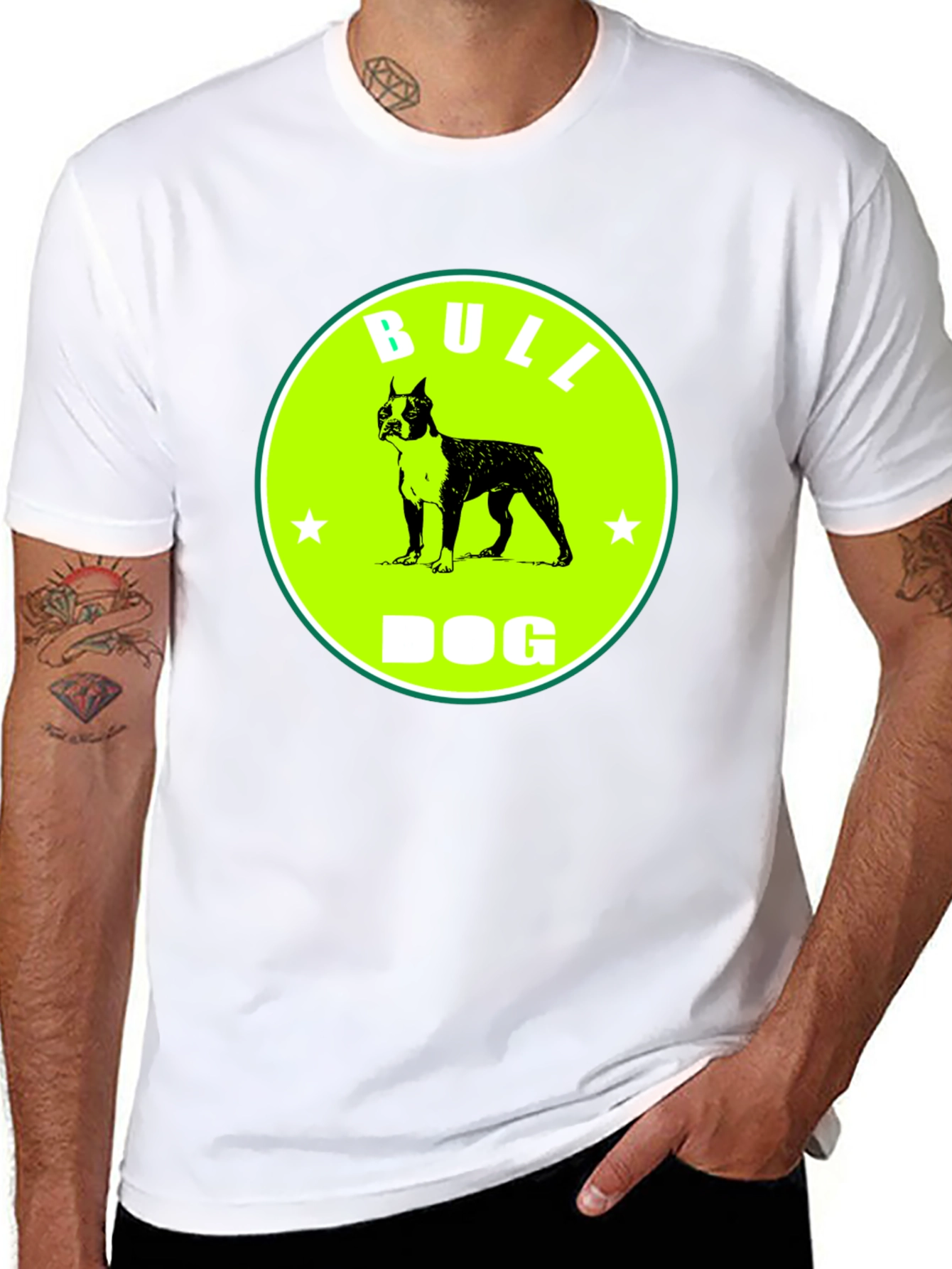 Black Bull Dog Graphic Tee - Novelty T-Shirt view 8