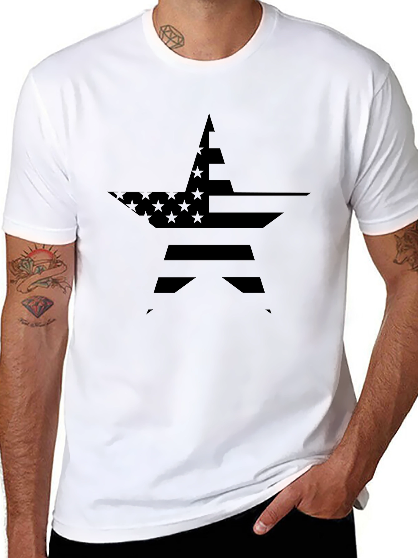 Black American Flag Star Graphic Tee - Patriot Style view 8
