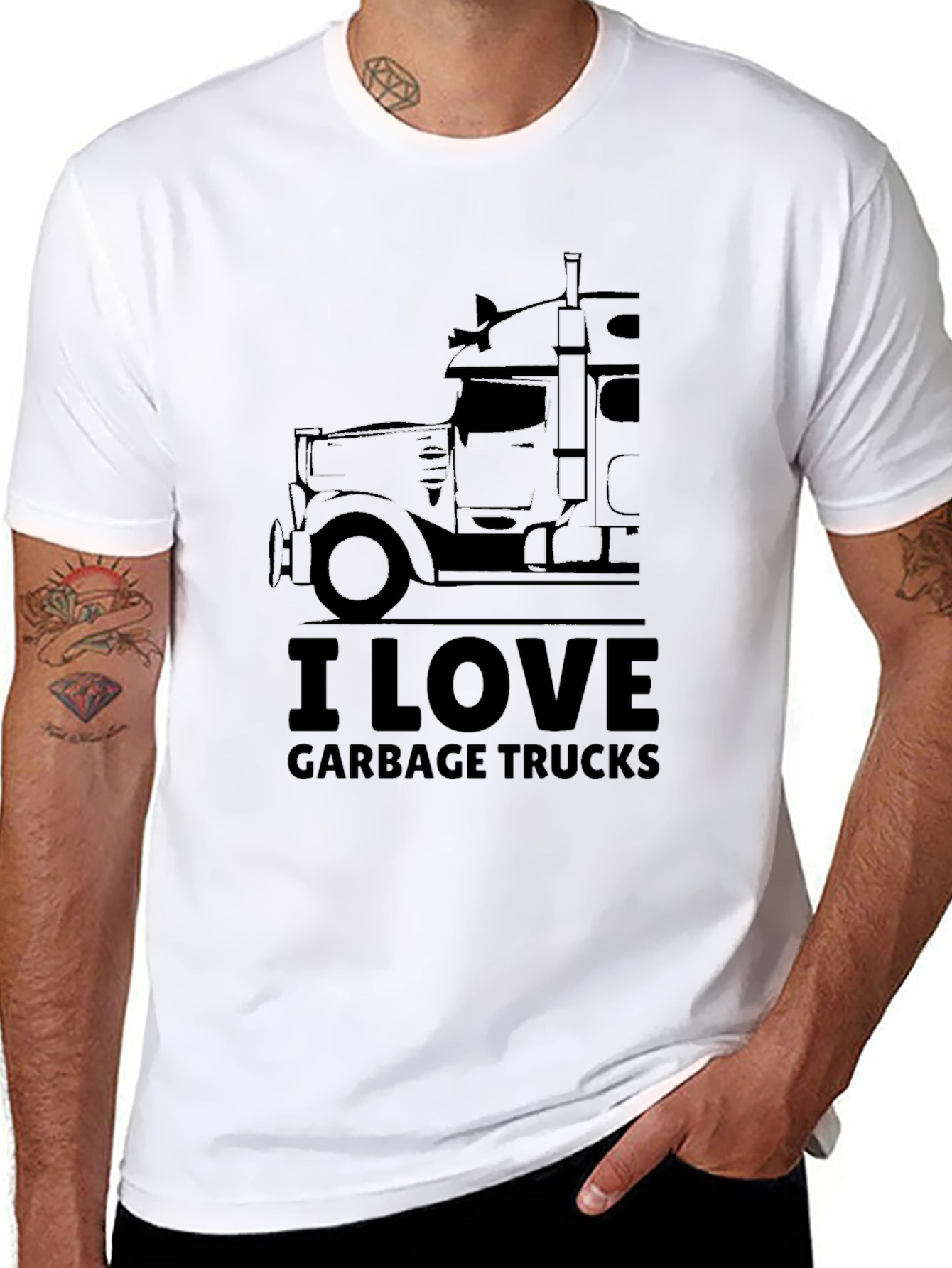 Black I Love Garbage Trucks Graphic Tee view 8