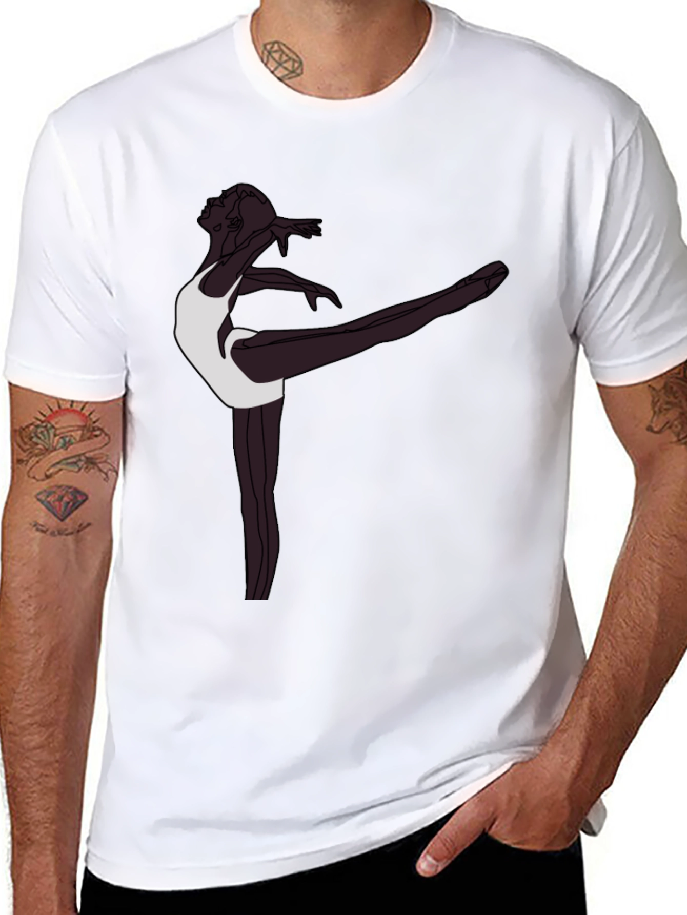 Black Ballet Dancer Graphic Tee - Stylish Men's T-Shirt view 8