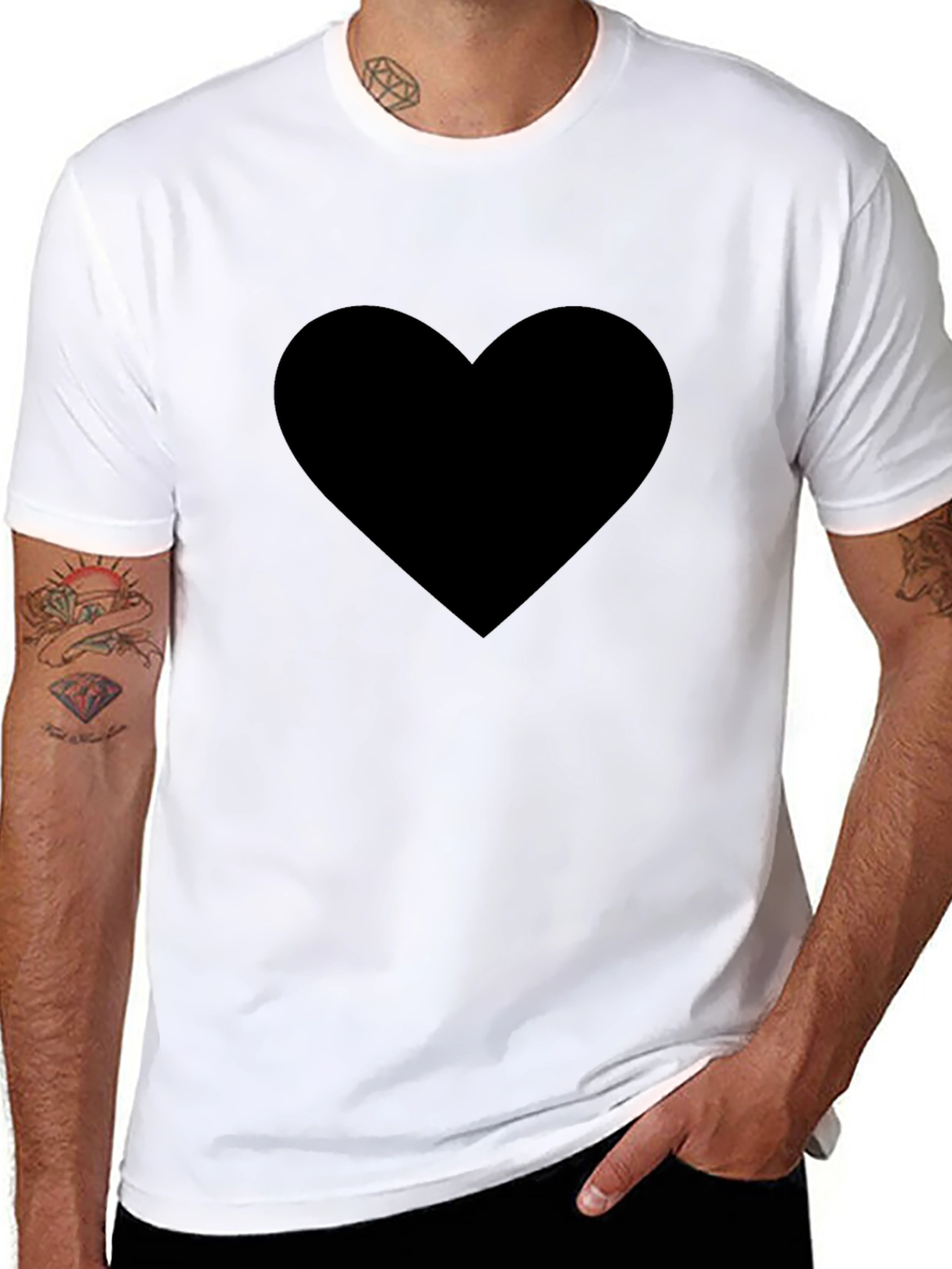 Black Men's Black Heart Graphic Tee - Soft Cotton Blend view 8