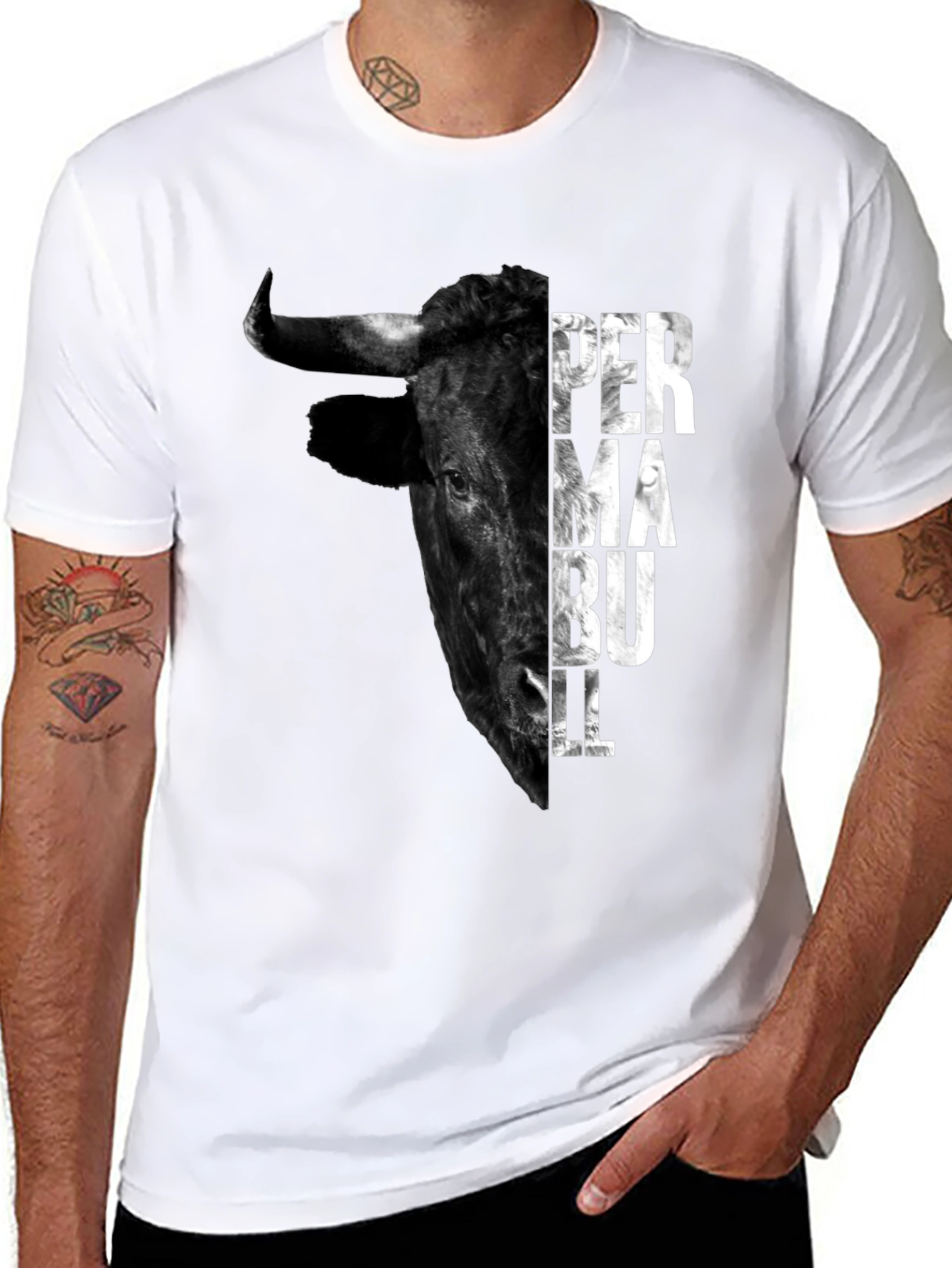 Black Perma Bull Black Graphic T-Shirt view 8