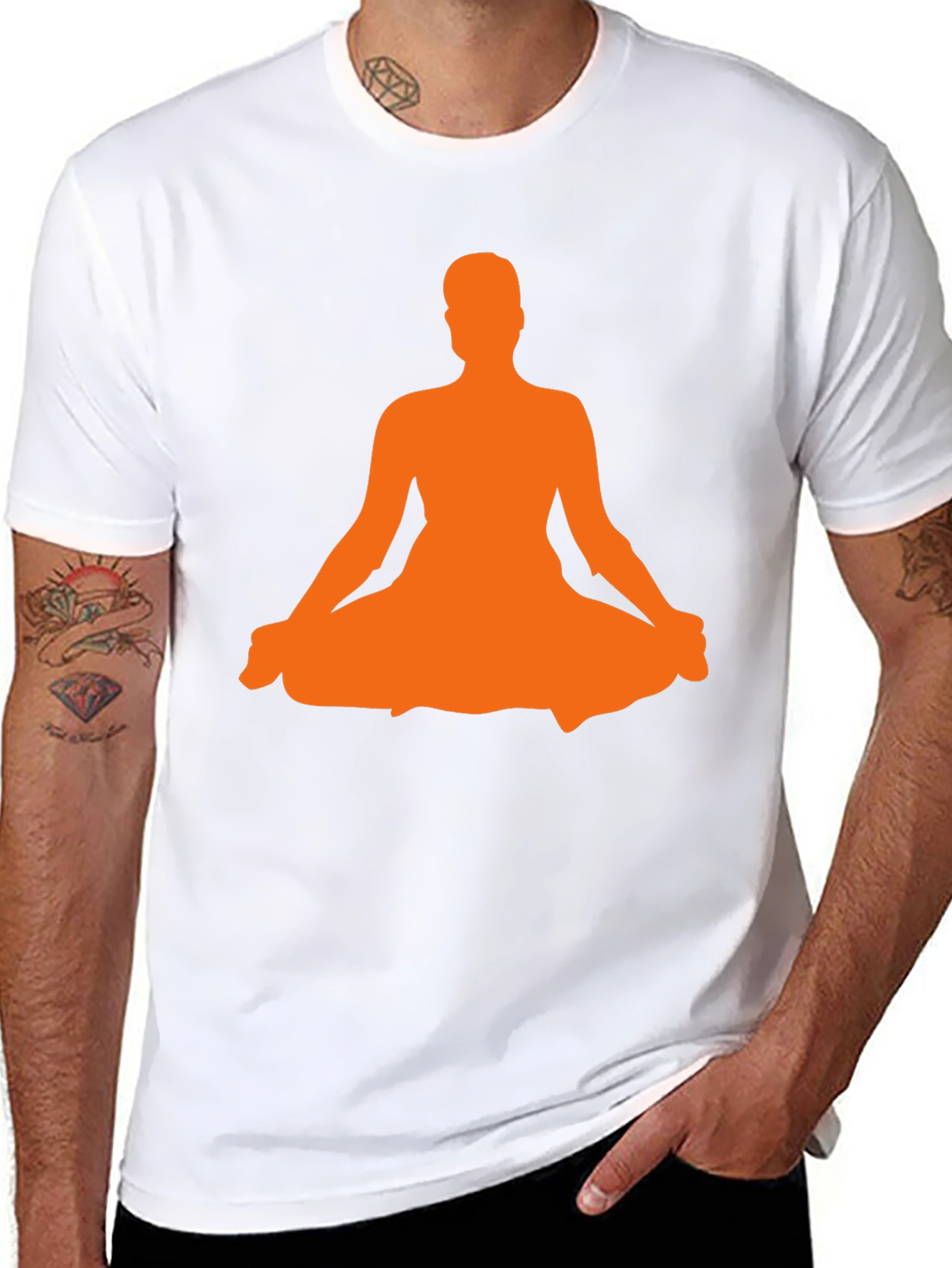 Black Yoga Meditation Silhouette Black T-Shirt view 8