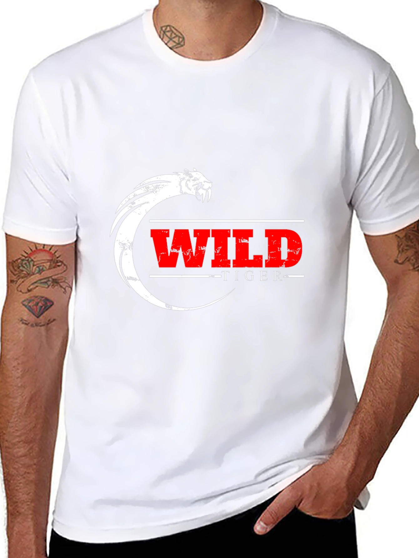 Black Wild Tiger Graphic Black T-Shirt view 8