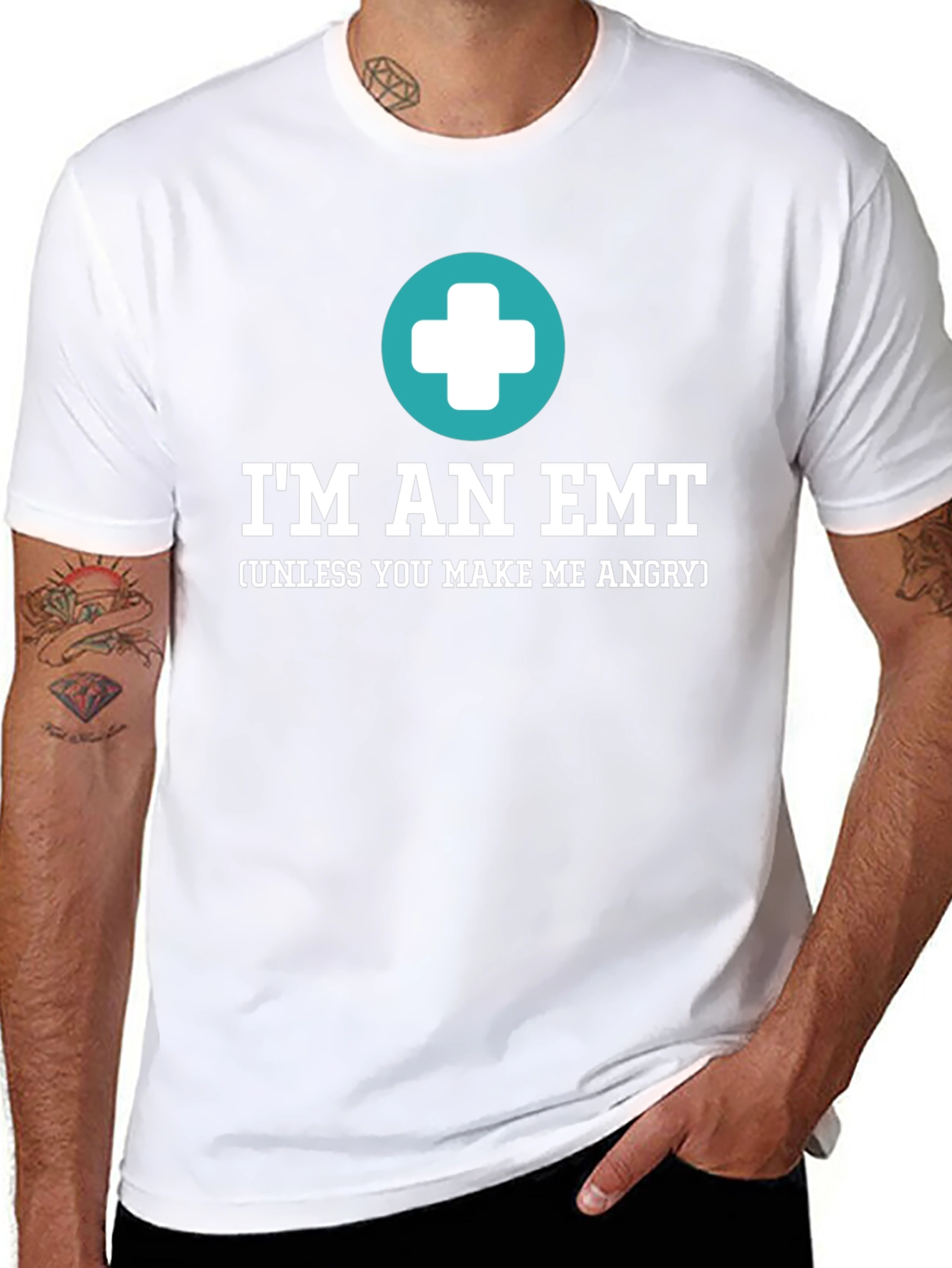 Black I'm An EMT Funny T-Shirt view 8