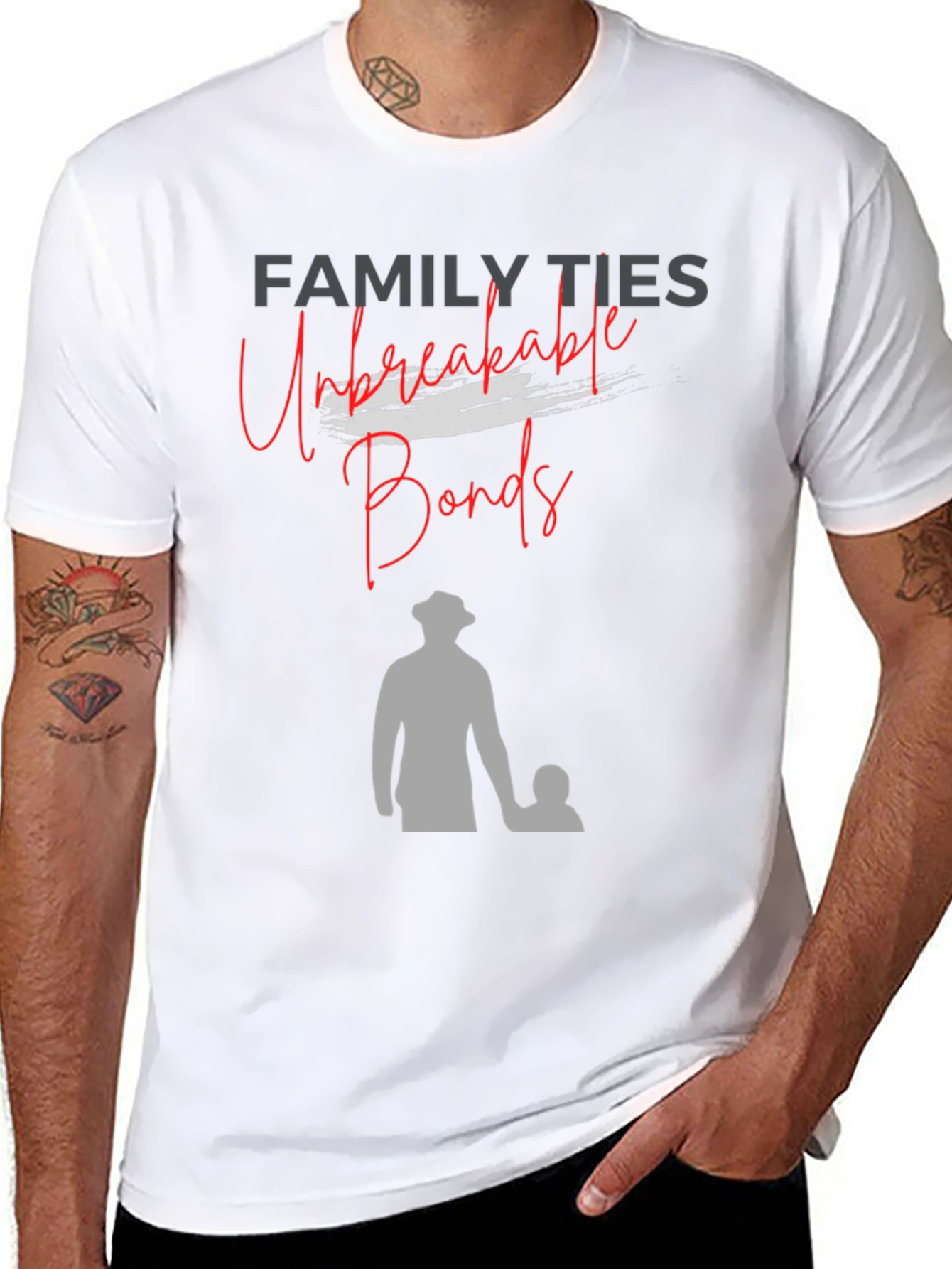 Black Family Ties T-Shirt: Unbreakable Bonds, Father & Child Design view 8