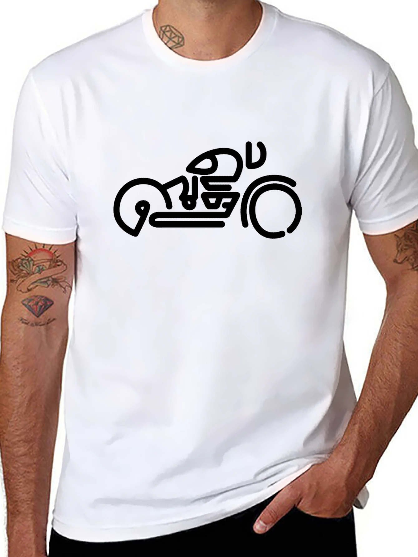 Black Modern Motorcycle Graphic T-Shirt view 8