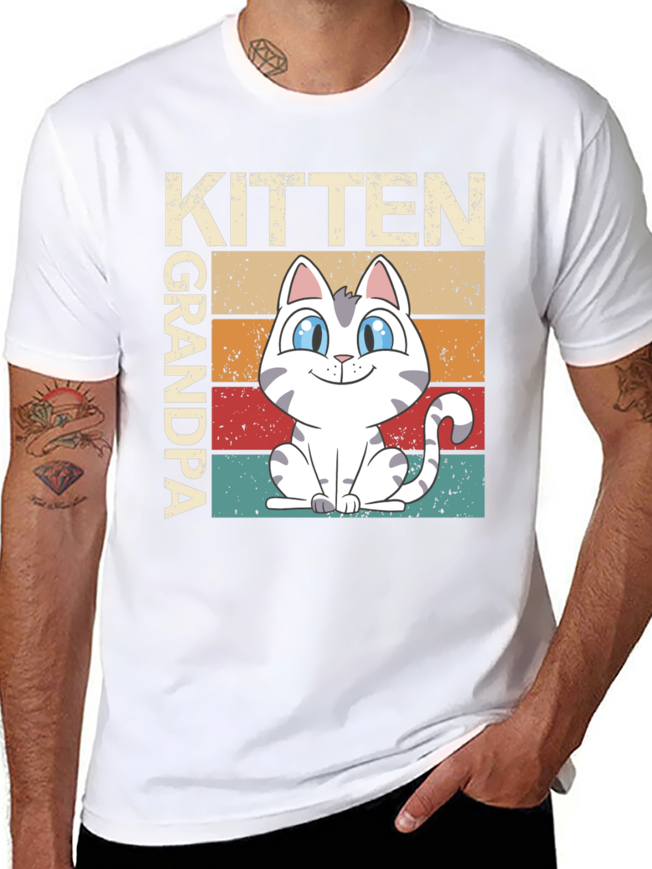 Black Kitten Grandpa Graphic Tee view 8