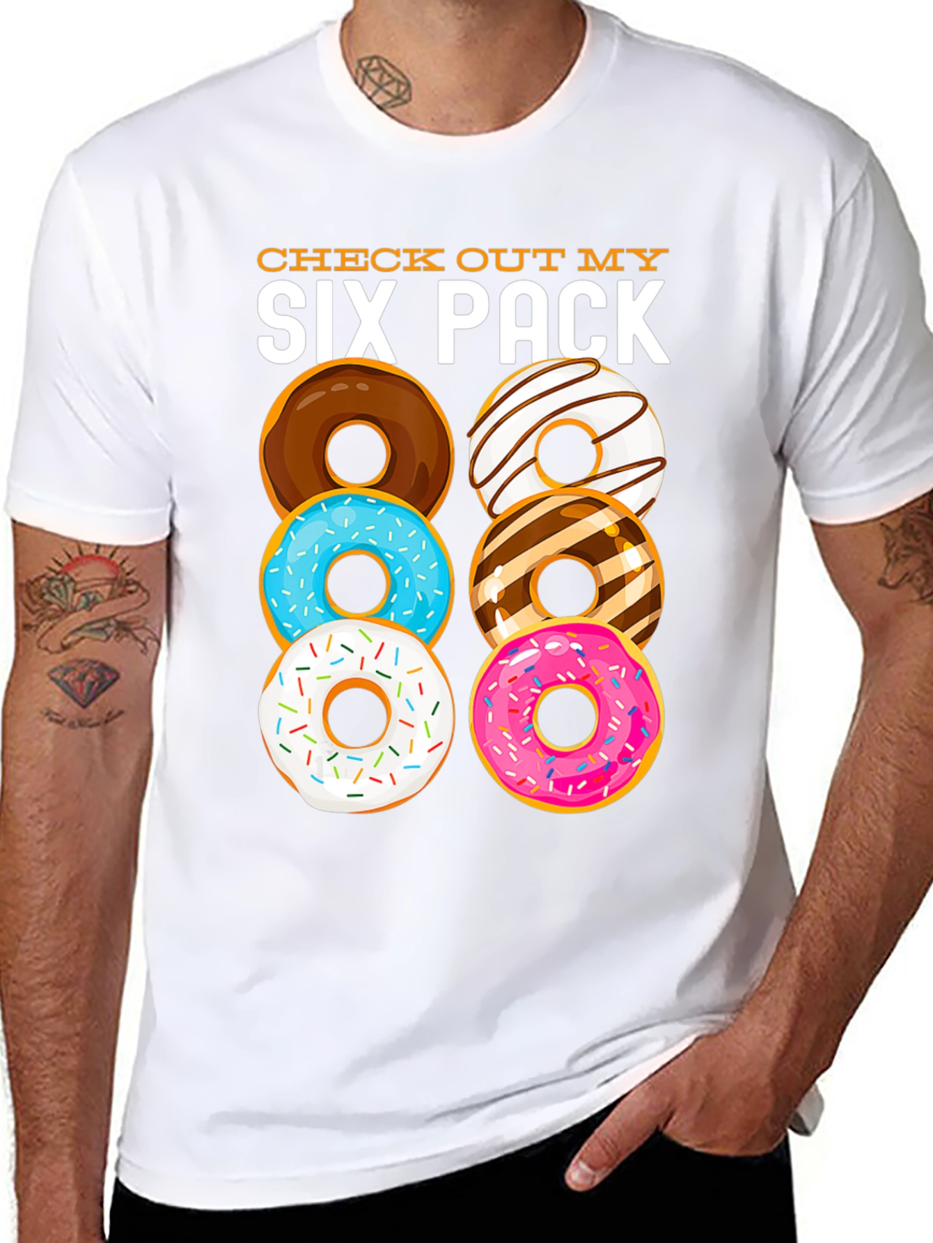 Black Donut Six Pack Funny Graphic T-Shirt view 8