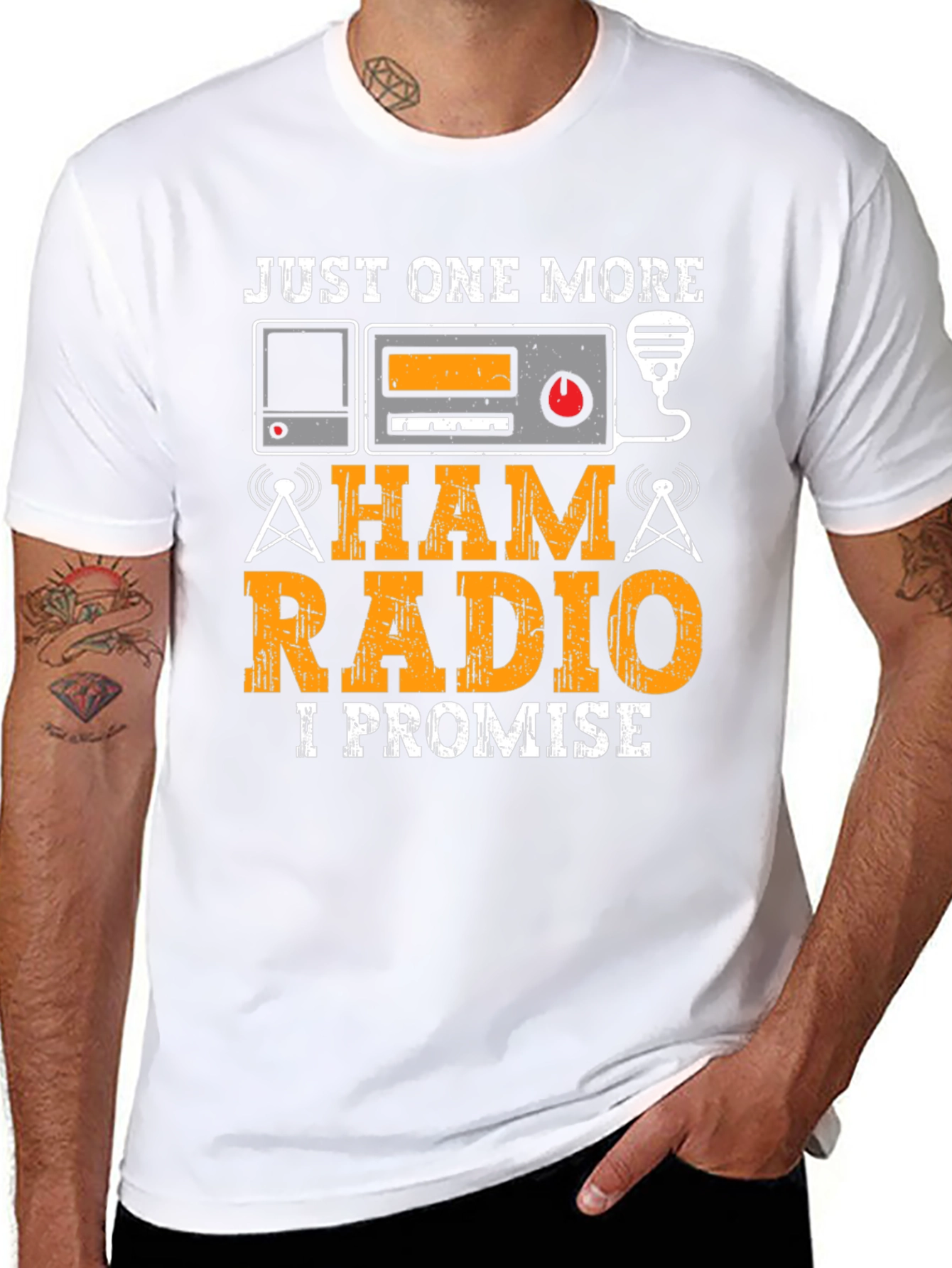 Black Ham Radio Operator T-Shirt - Just One More, I Promise! view 8