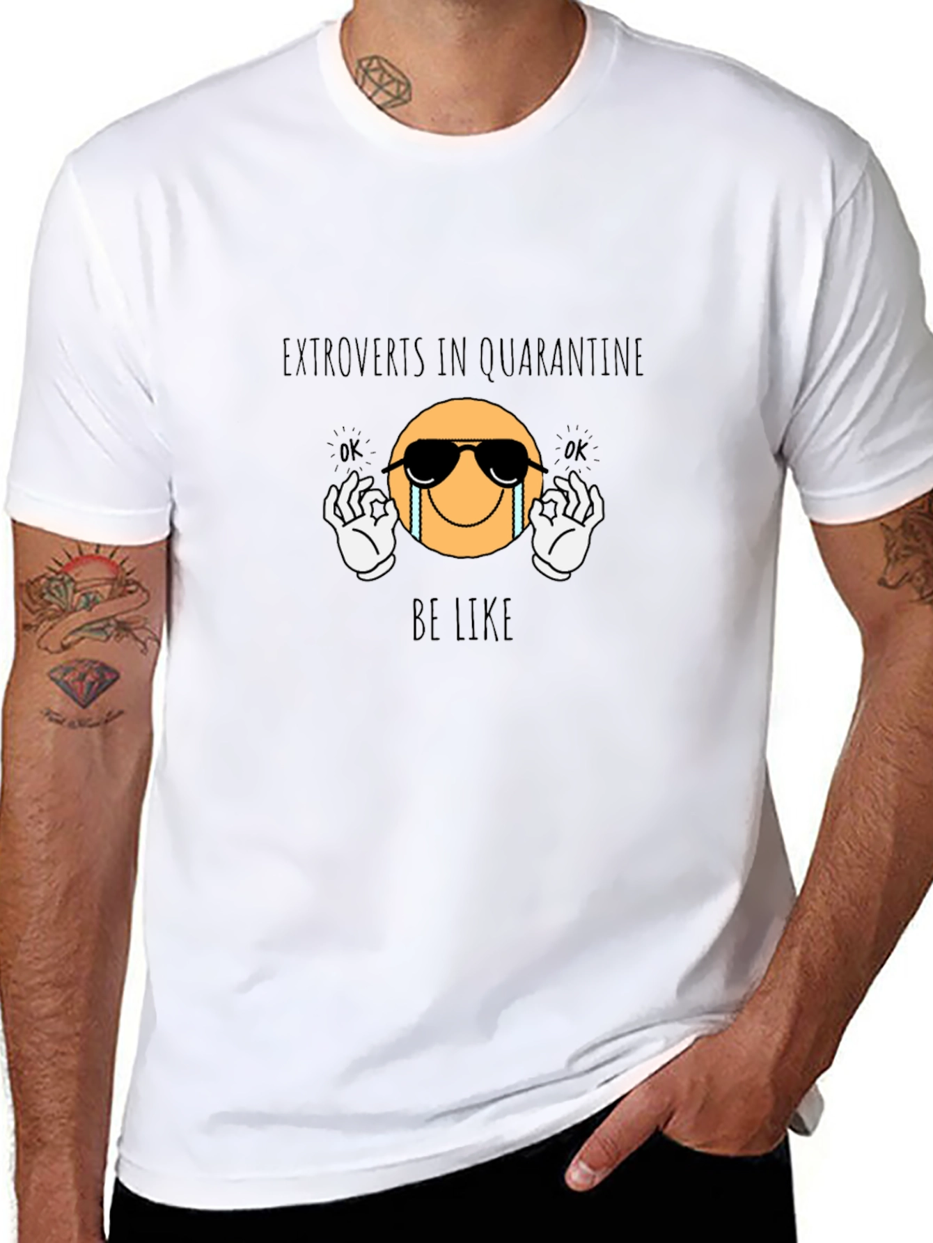 Black Extroverts in Quarantine Black Graphic Tee view 8