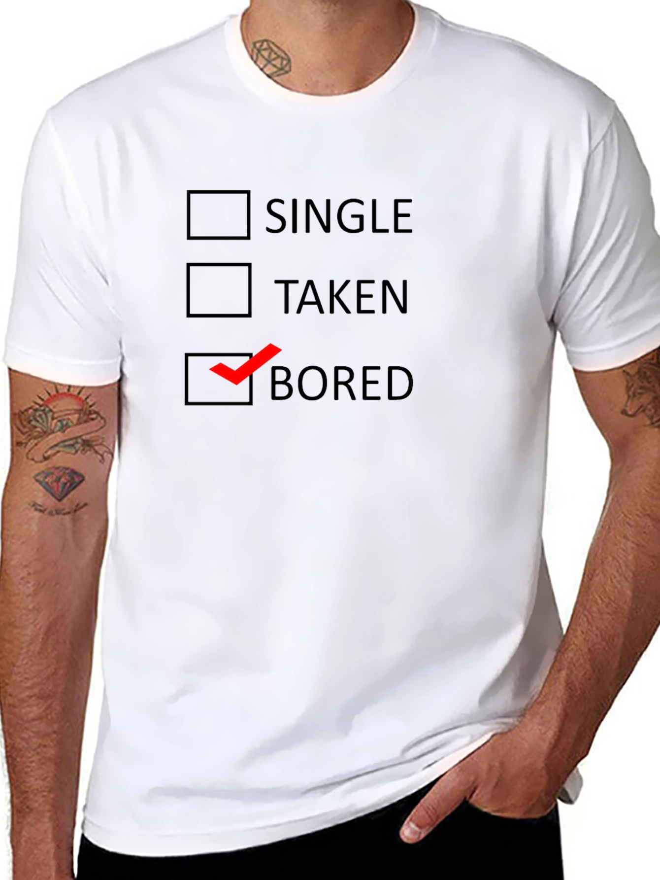 Black Bored Checklist Graphic Tee - Casual Cotton T-Shirt view 8