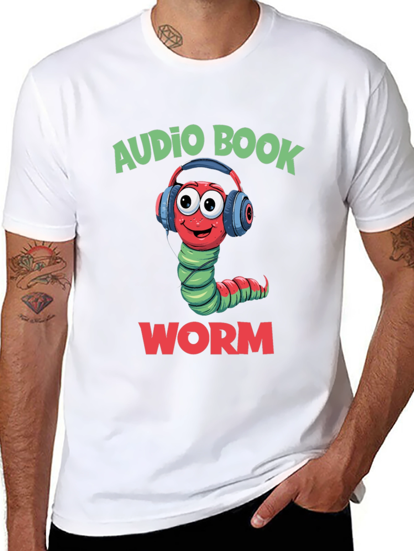 Black Audio Book Worm T-Shirt view 8