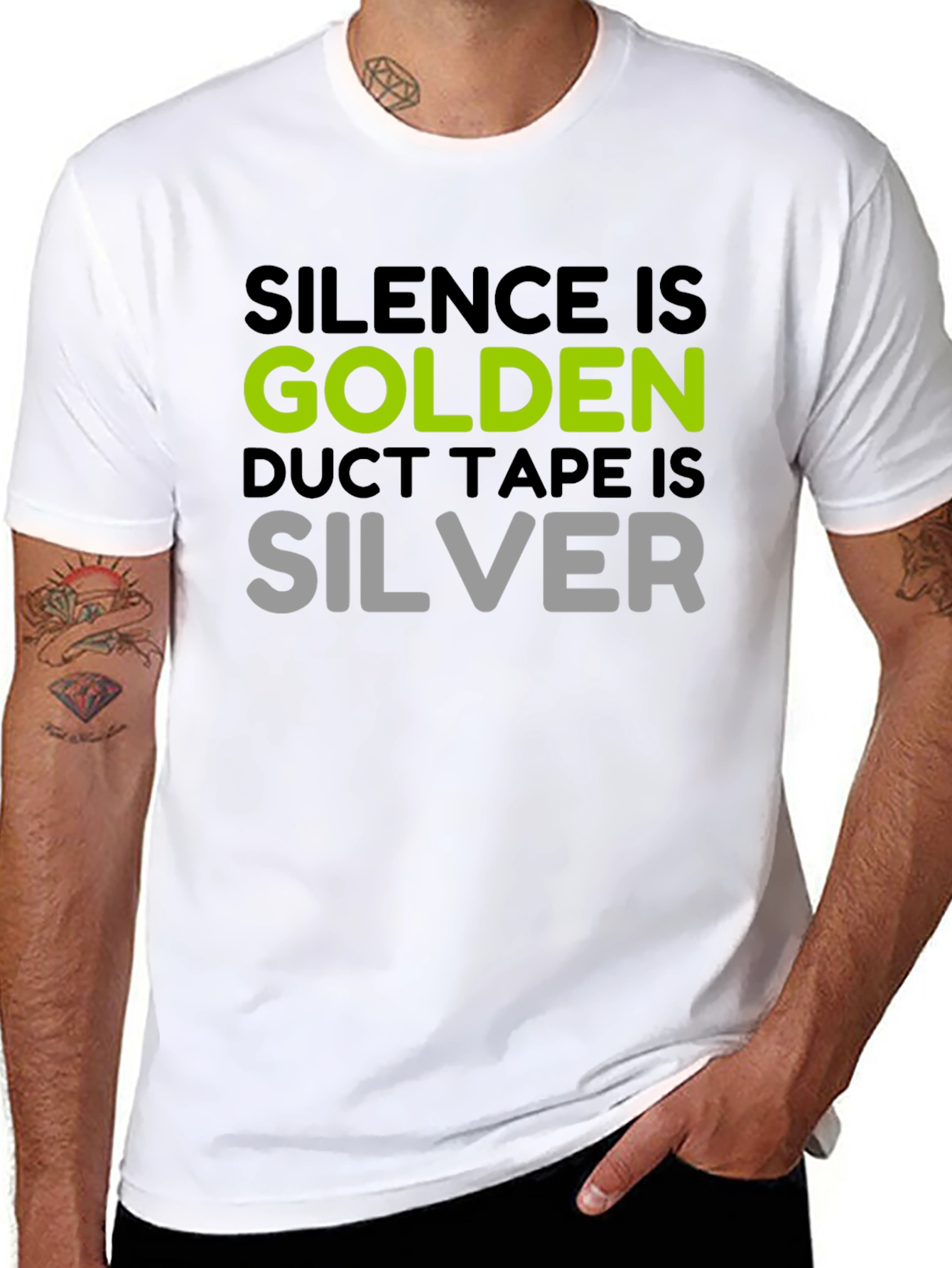 Black Silence is Golden T-Shirt - Duct Tape is Silver Funny Tee view 8