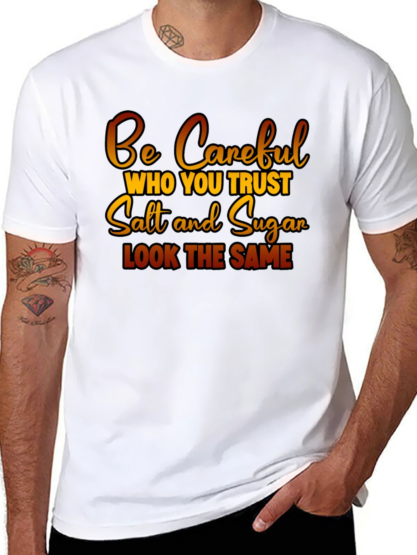 Black Be Careful Who You Trust Graphic T-Shirt view 8