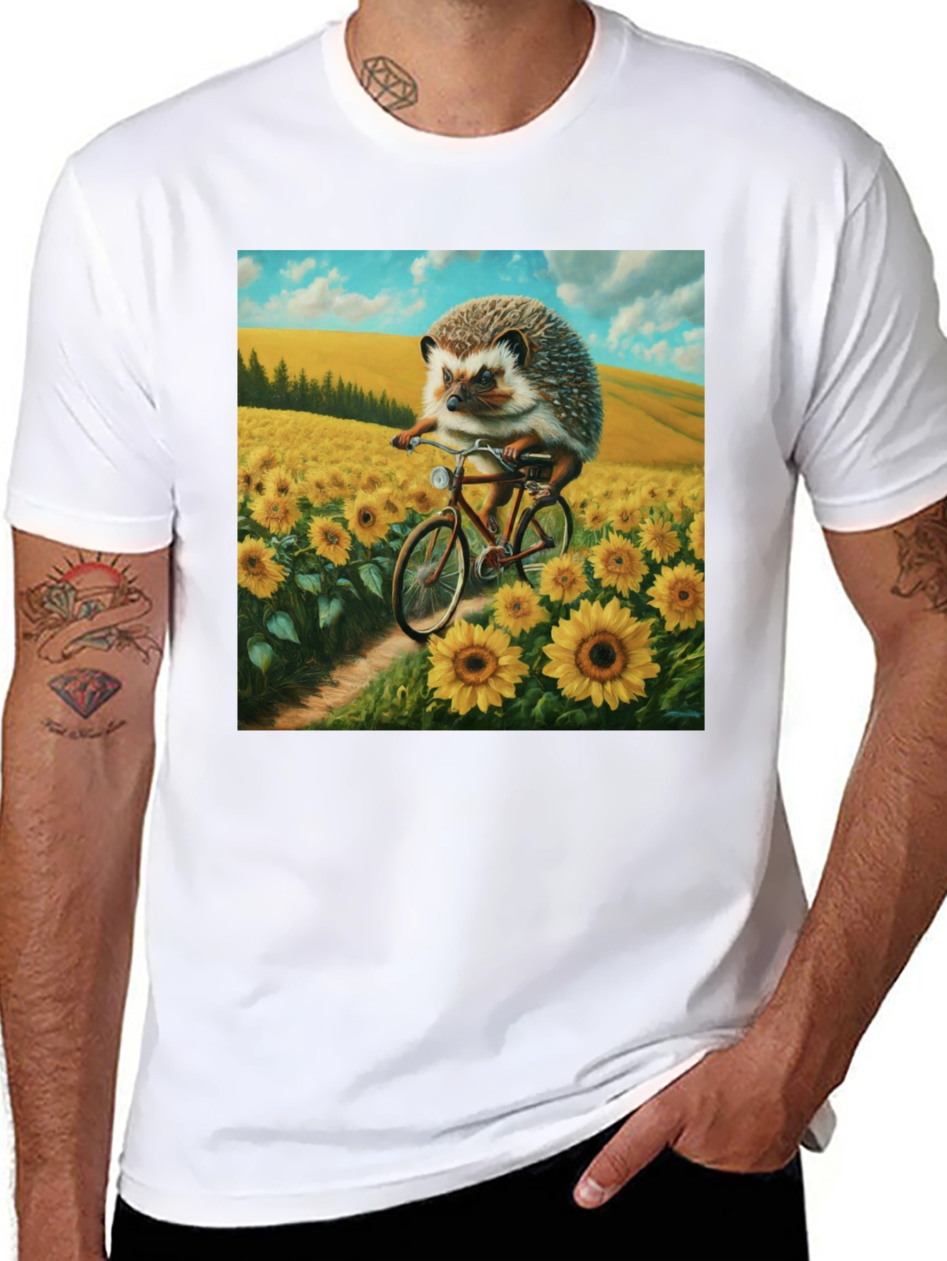 Black Hedgehog on Bike T-Shirt view 8