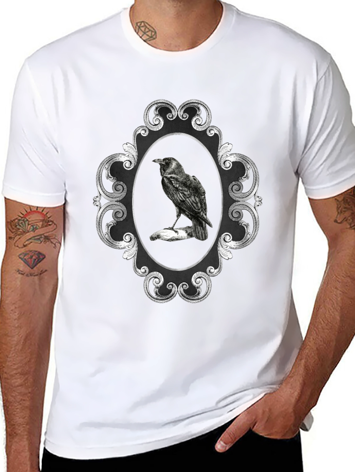 Black Raven Framed Black T-Shirt view 8