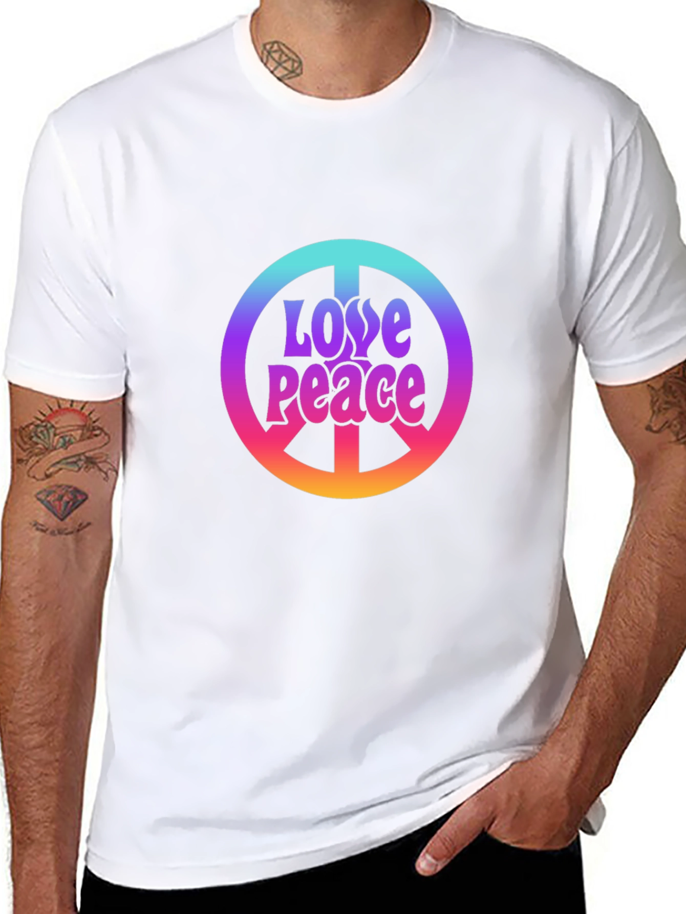 Black Love Peace Sign Black T-Shirt view 8