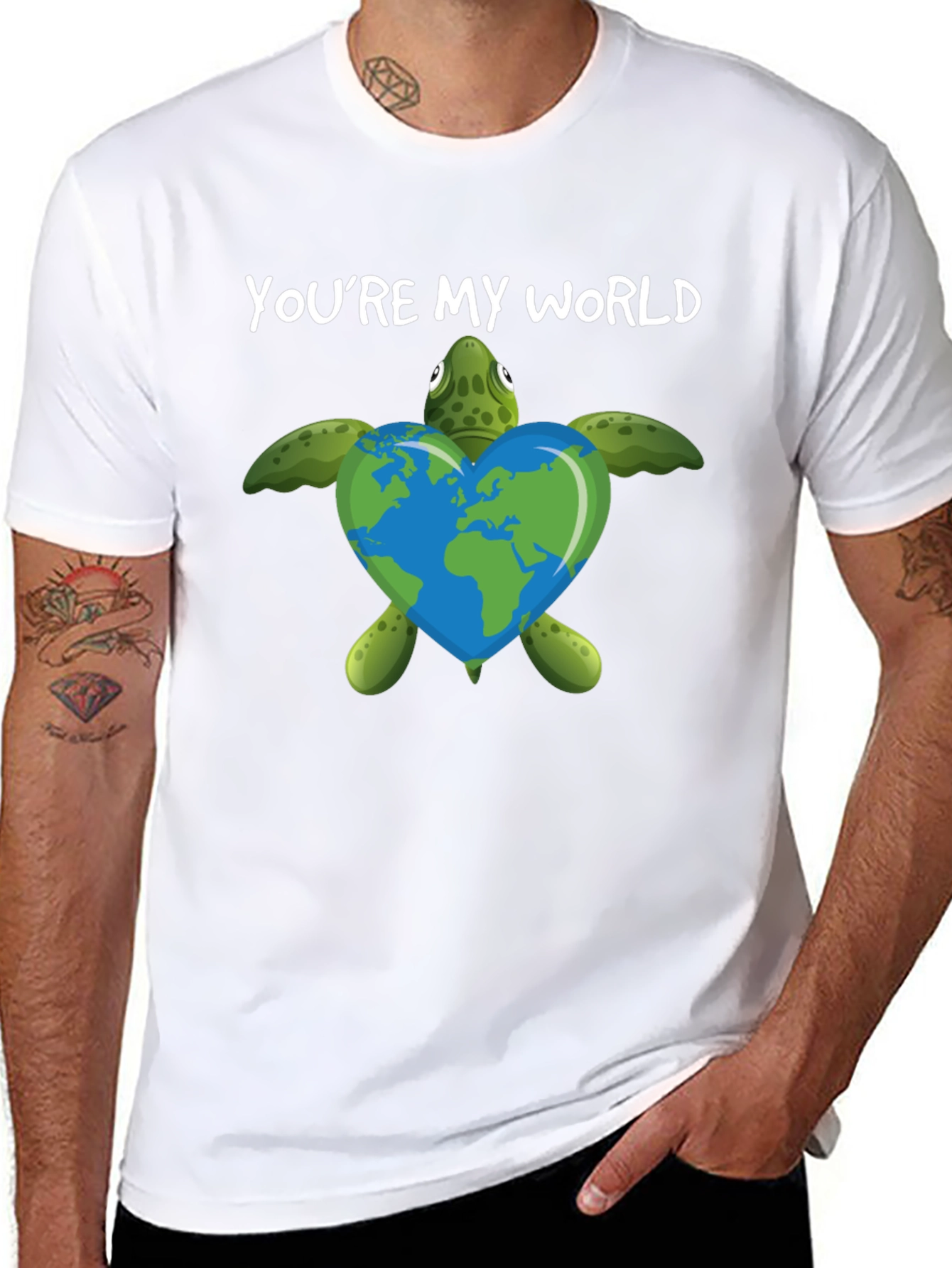 Black You're My World Turtle Heart T-Shirt view 8