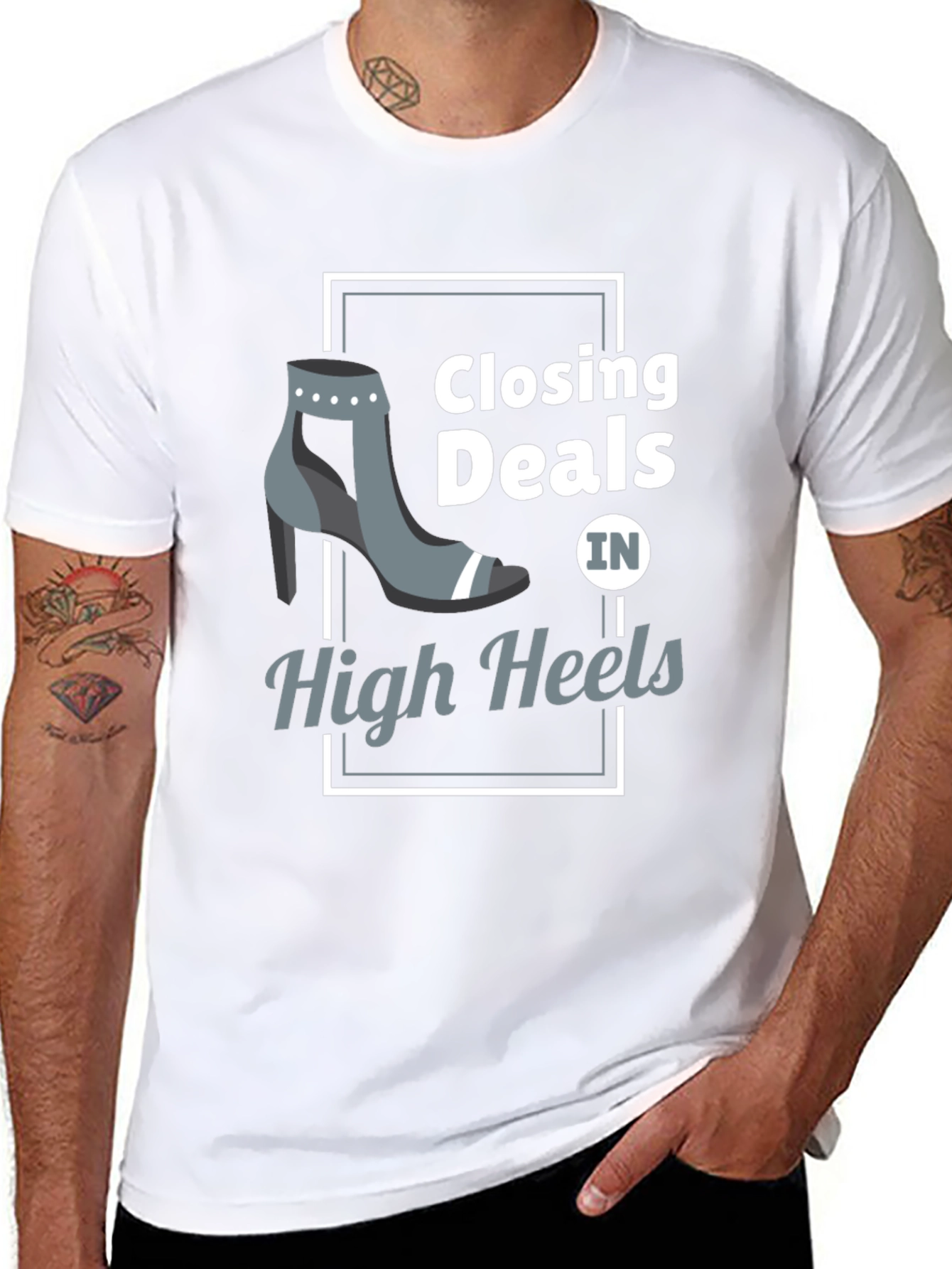 Black Closing Deals in High Heels Graphic Tee view 8