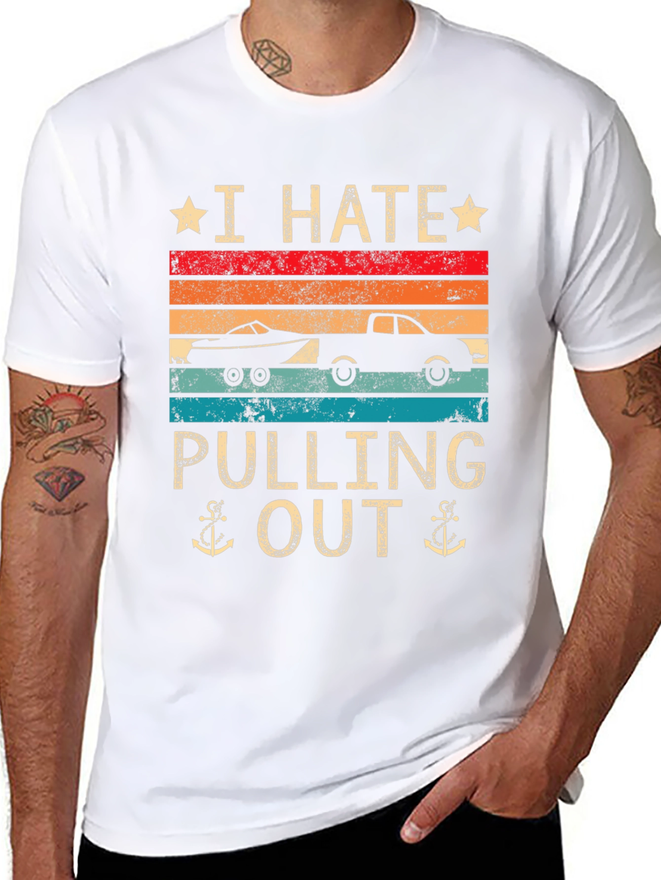 Black I Hate Pulling Out Boat T-Shirt view 8