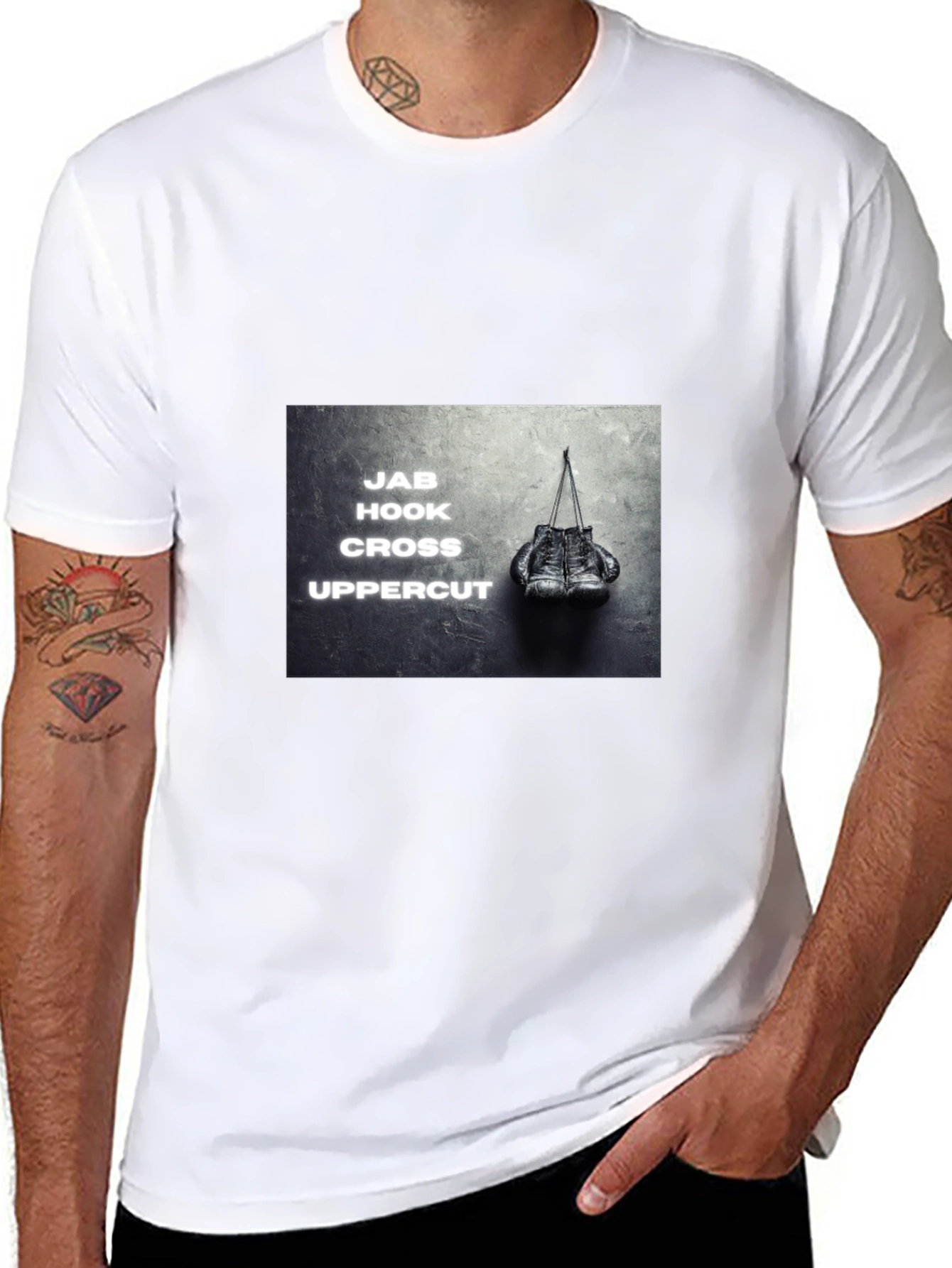 Black Boxing Moves Graphic Black T-Shirt view 8