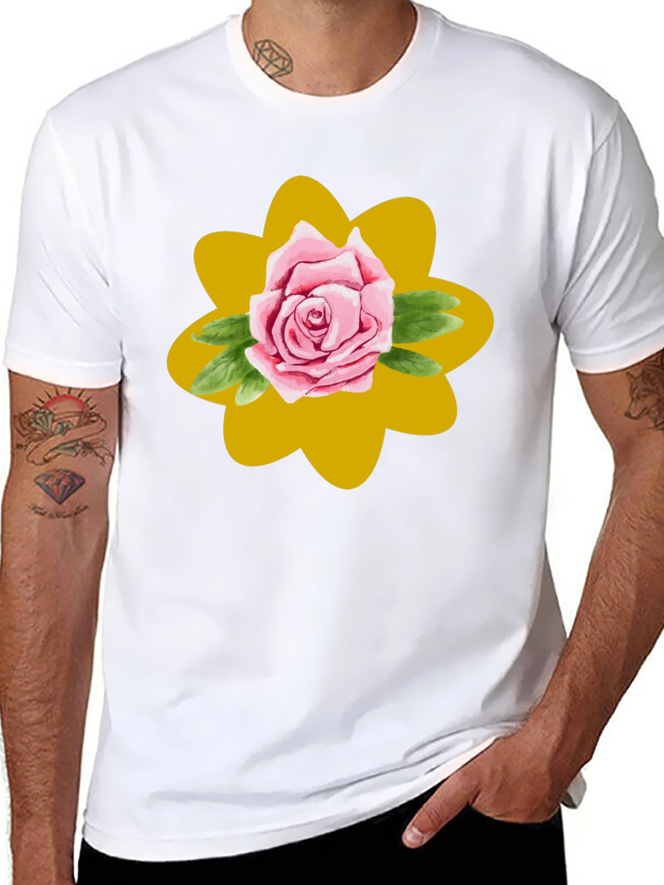 Black Rose Graphic T-Shirt - Stylish Floral Design view 8