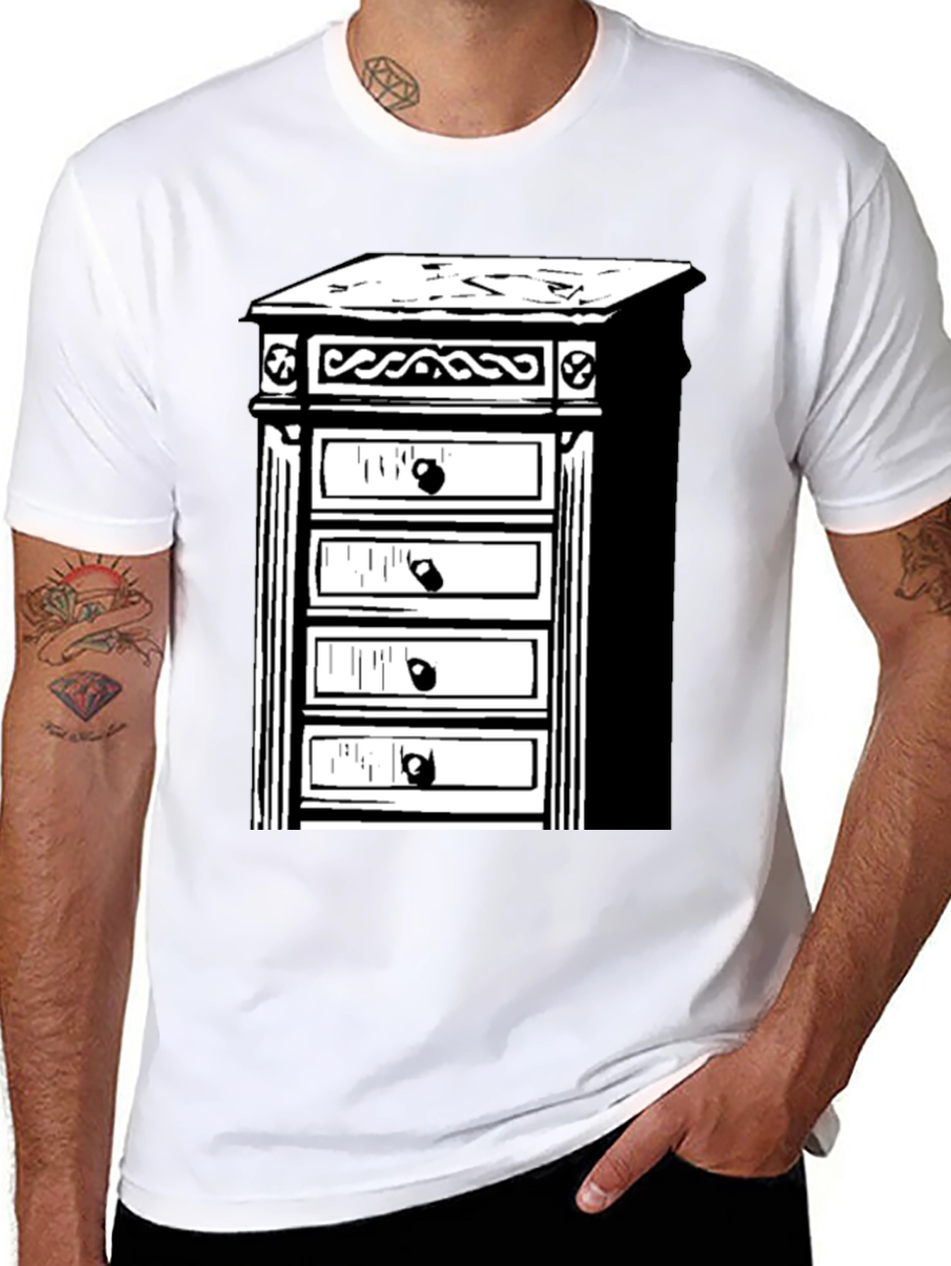 Black Retro Dresser T-Shirt - Stylish & Unique view 8