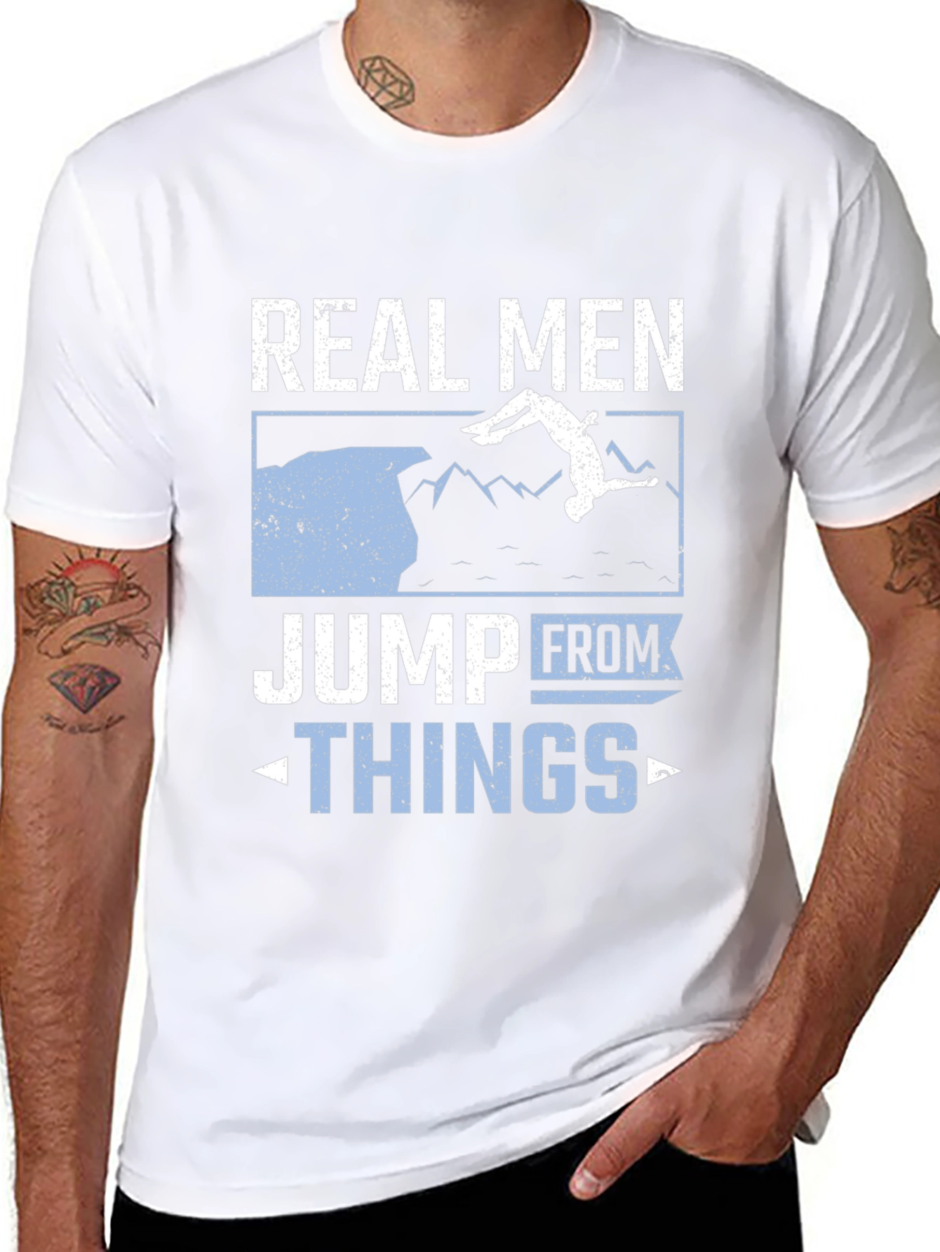 Black Real Men Jump From Things T-Shirt view 8