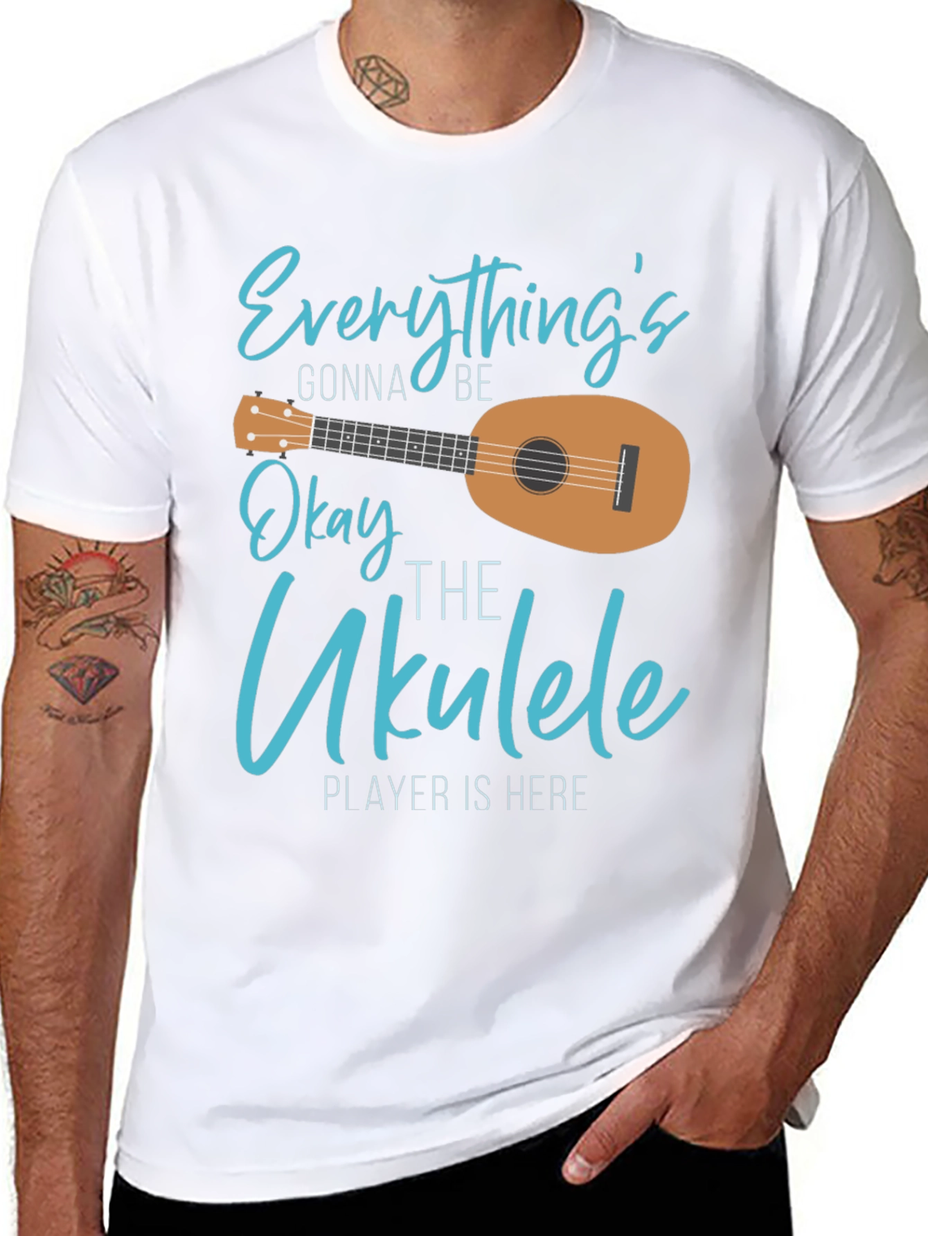 Black Everything's Gonna Be Okay Ukulele T-Shirt view 8