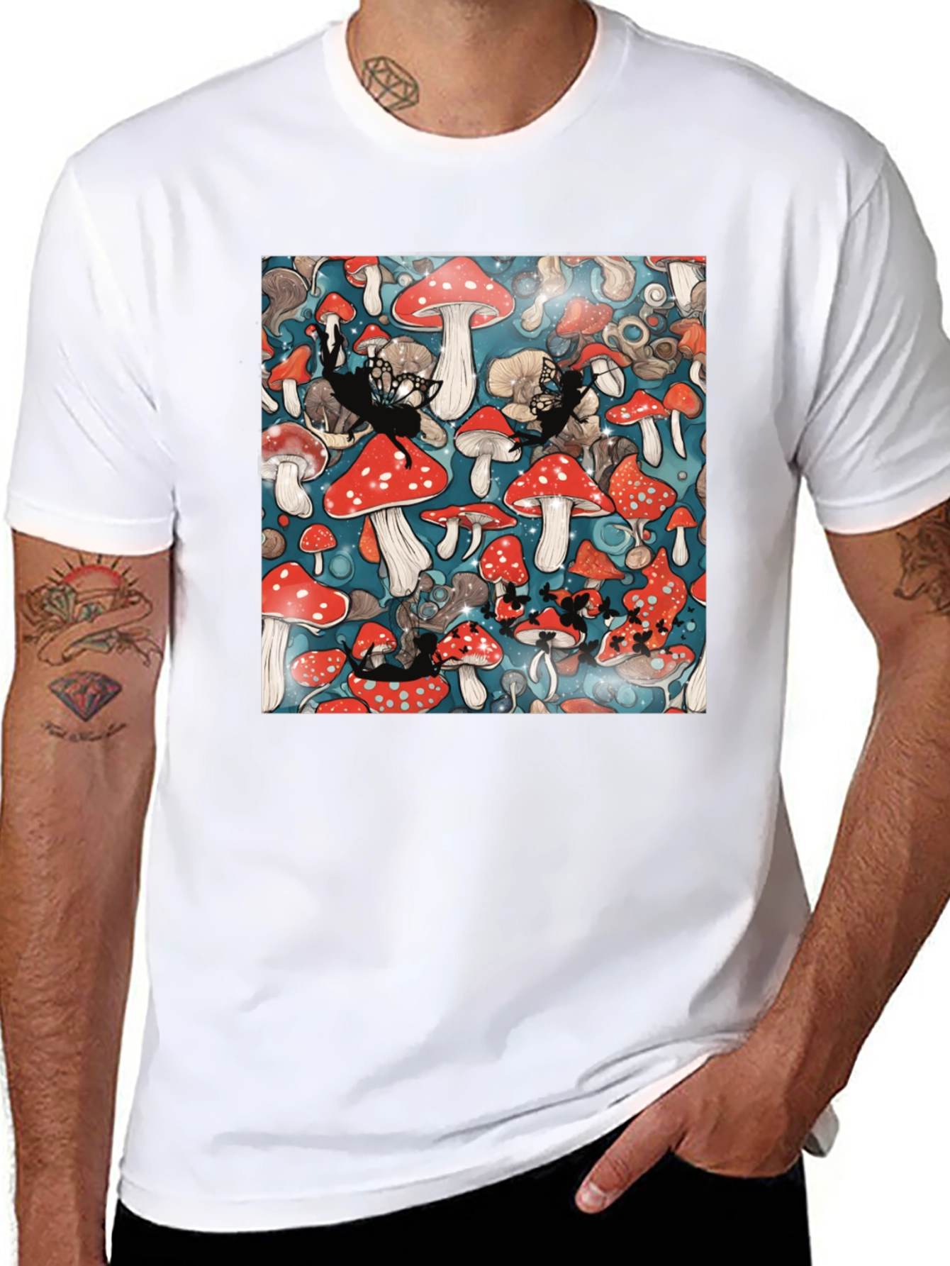 Black Mushroom Fairycore Graphic T-Shirt view 8