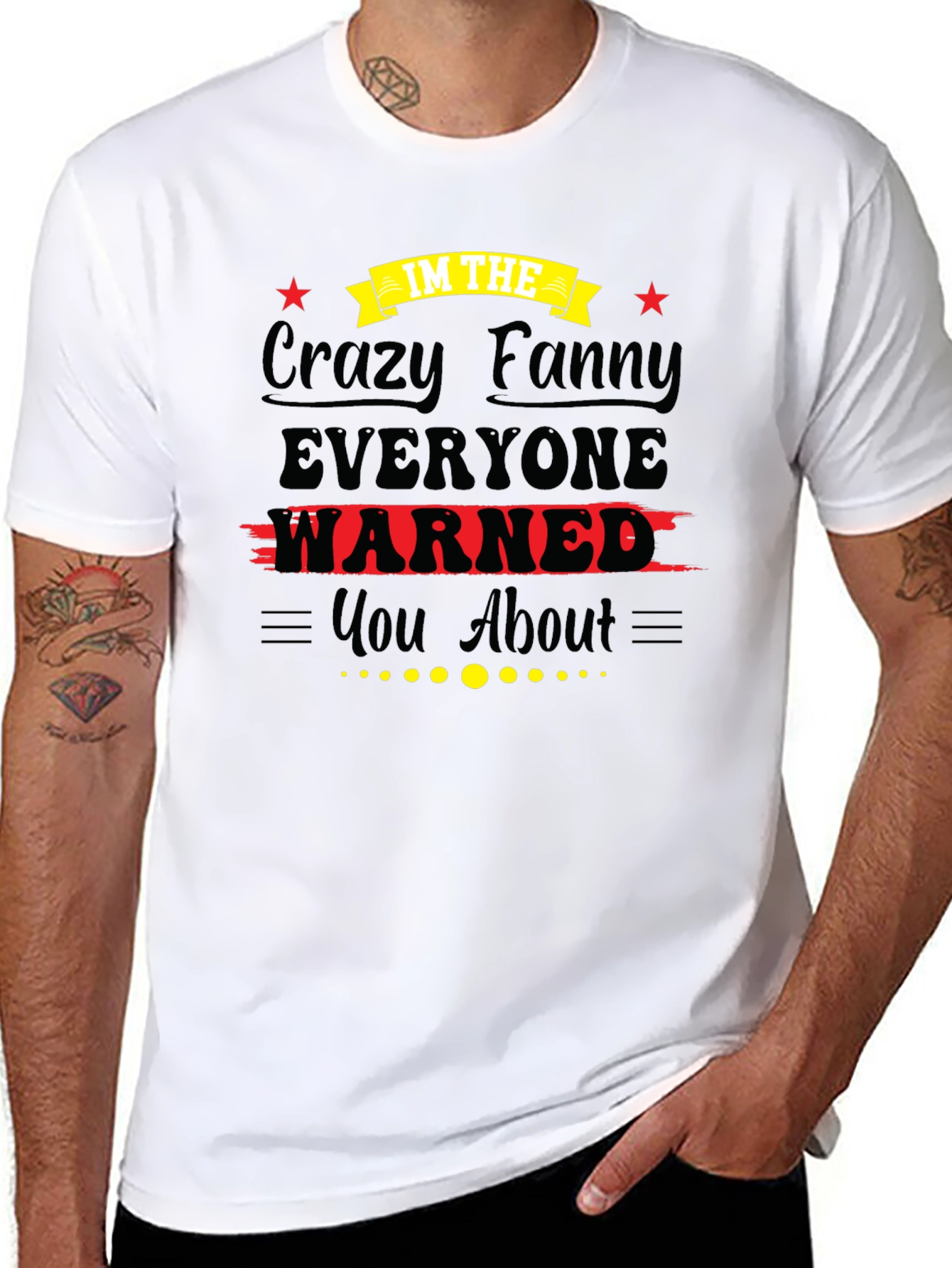 Black Crazy Fanny Graphic Tee - Unisex Black T-Shirt view 8