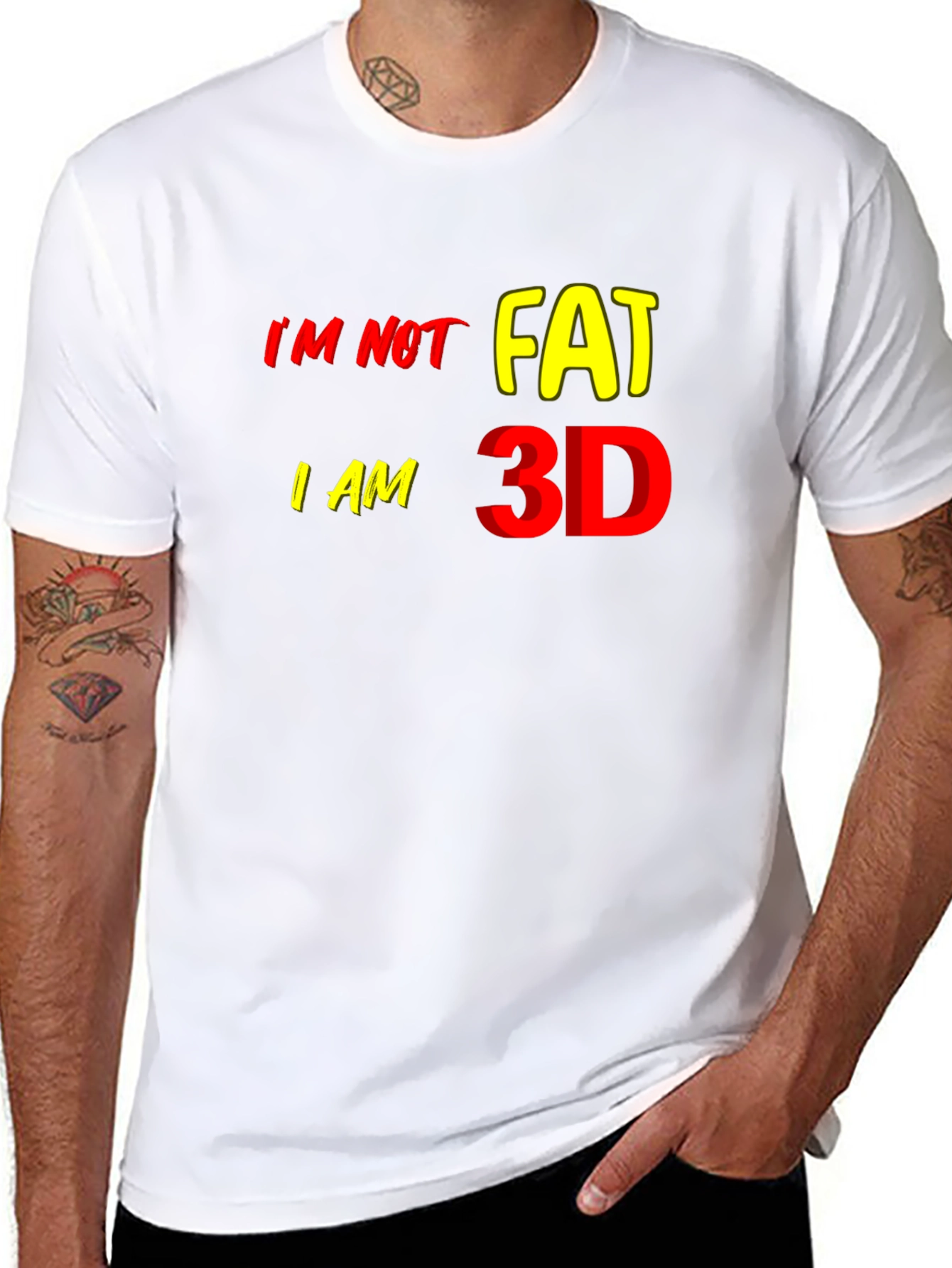 Black I'm Not Fat I'm 3D Graphic T-Shirt, Funny Statement Tee view 8