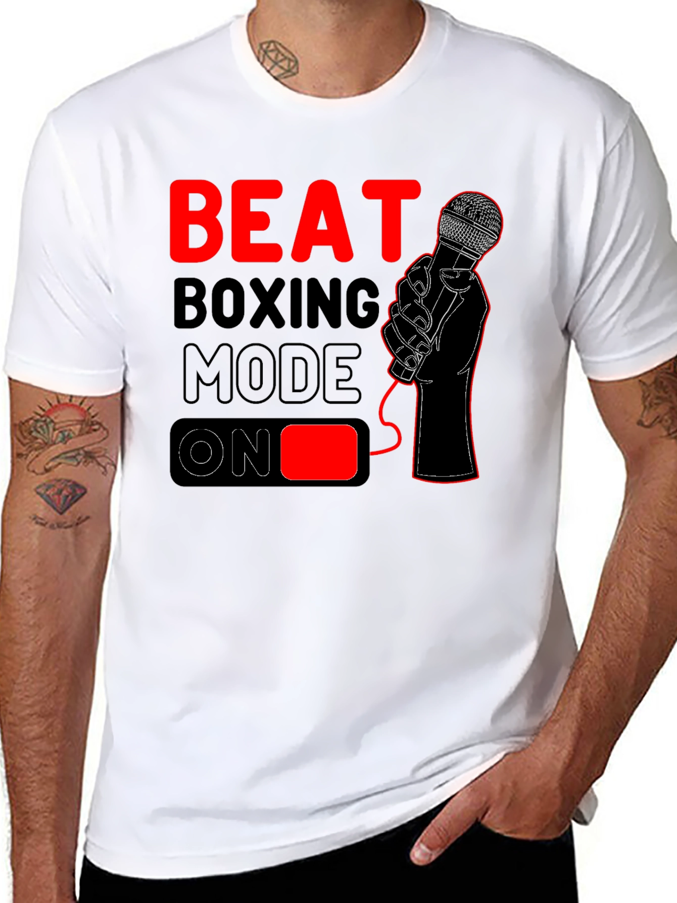 Black Beat Boxing Mode On T-Shirt - Black view 8
