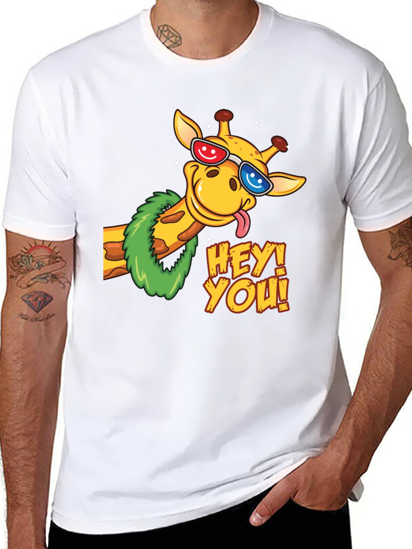 Black Fun Giraffe Graphic Tee - Hey You! view 8
