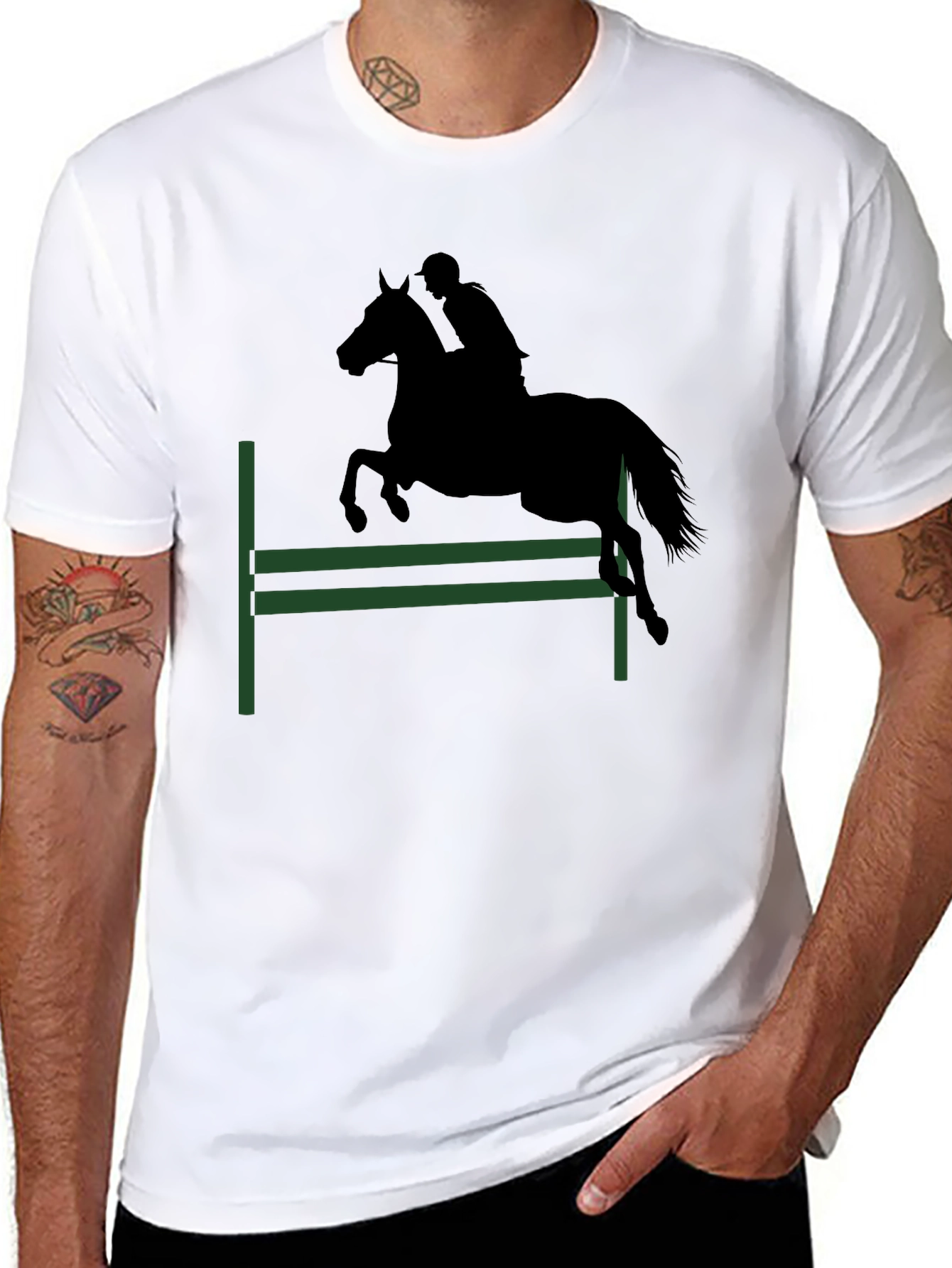 Equestrian T-Shirt: Horse Jumping Design - 8