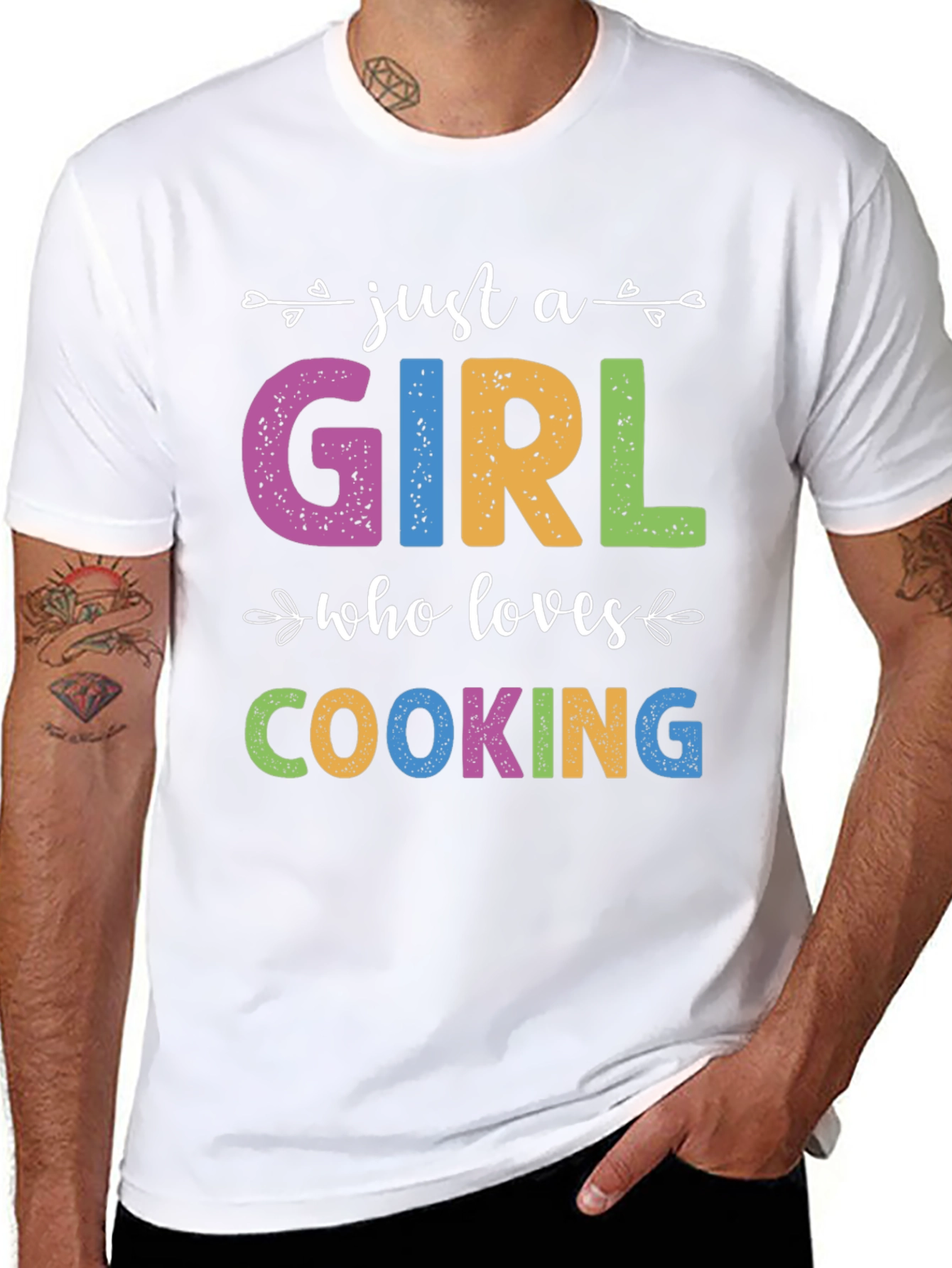 Black Just A Girl Who Loves Cooking T-Shirt view 8