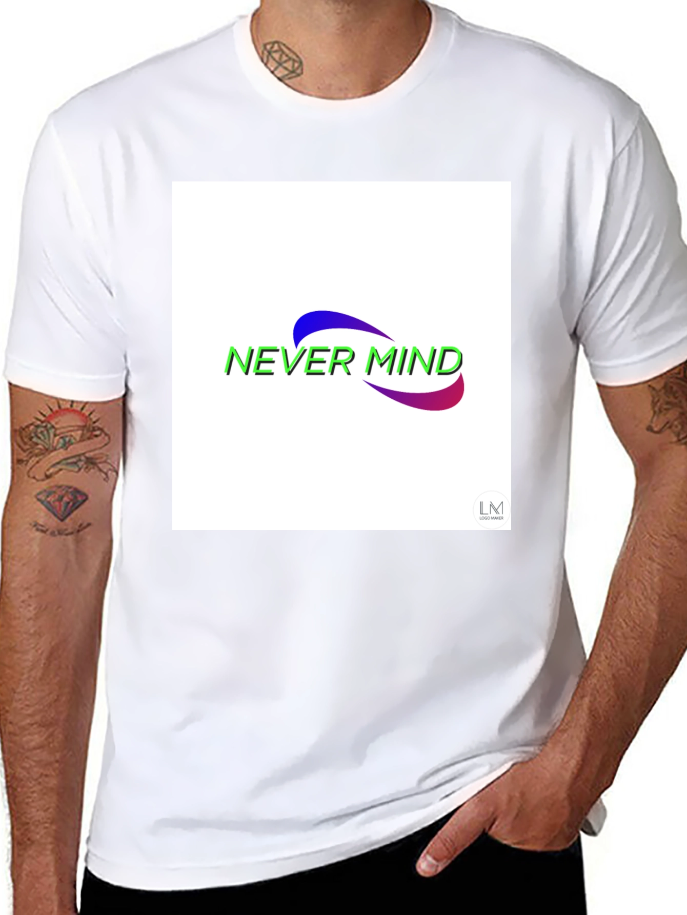 Black Never Mind Graphic Black T-Shirt view 8