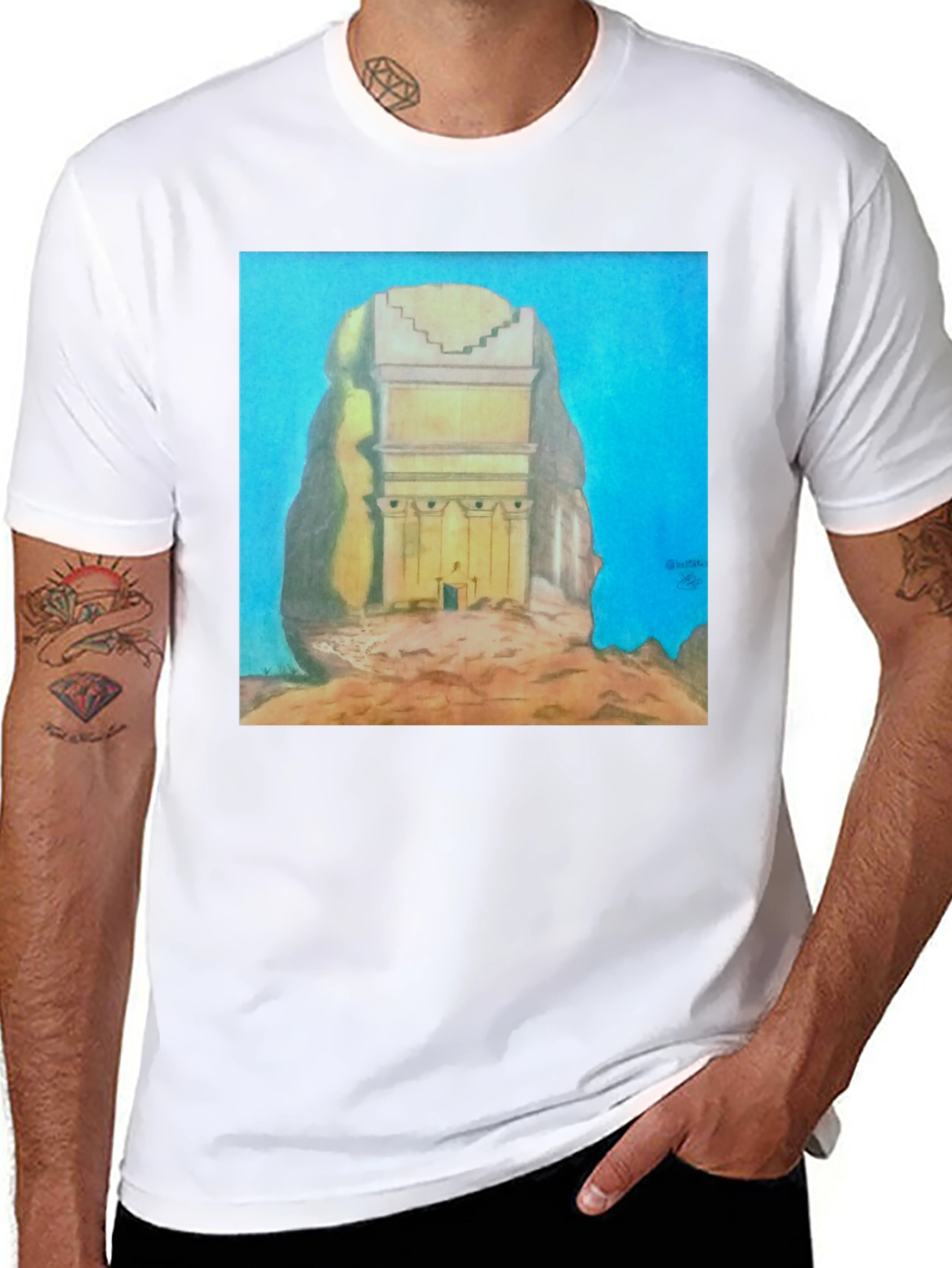 Black Monumental Artwork Tee - Unique Graphic T-Shirt view 8