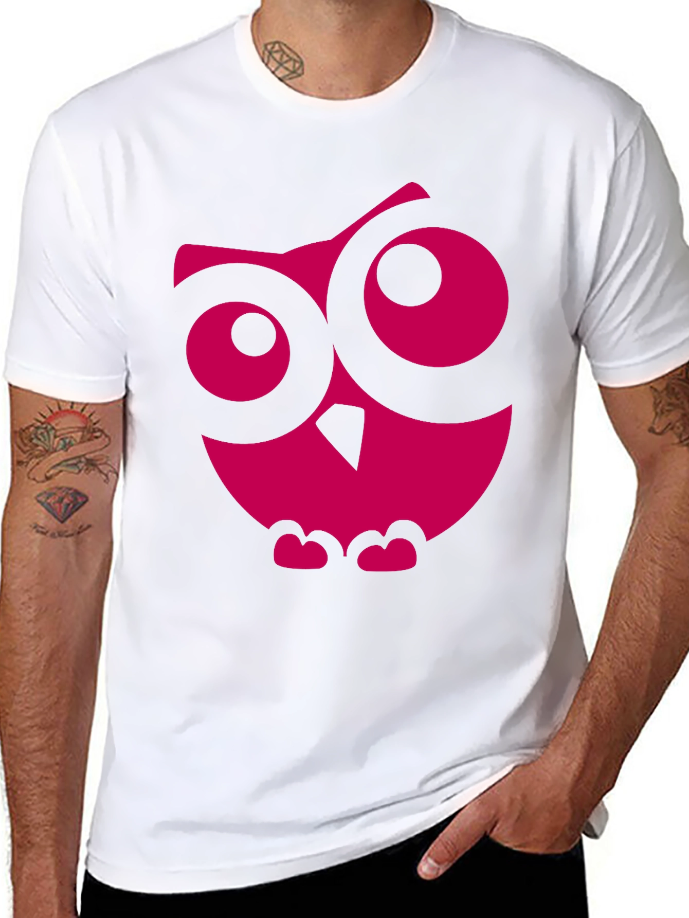 Black Cool Owl Graphic Print Black T-Shirt view 8