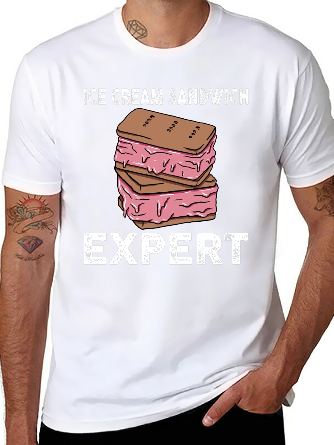 Black Ice Cream Sandwich Expert Graphic T-Shirt view 8