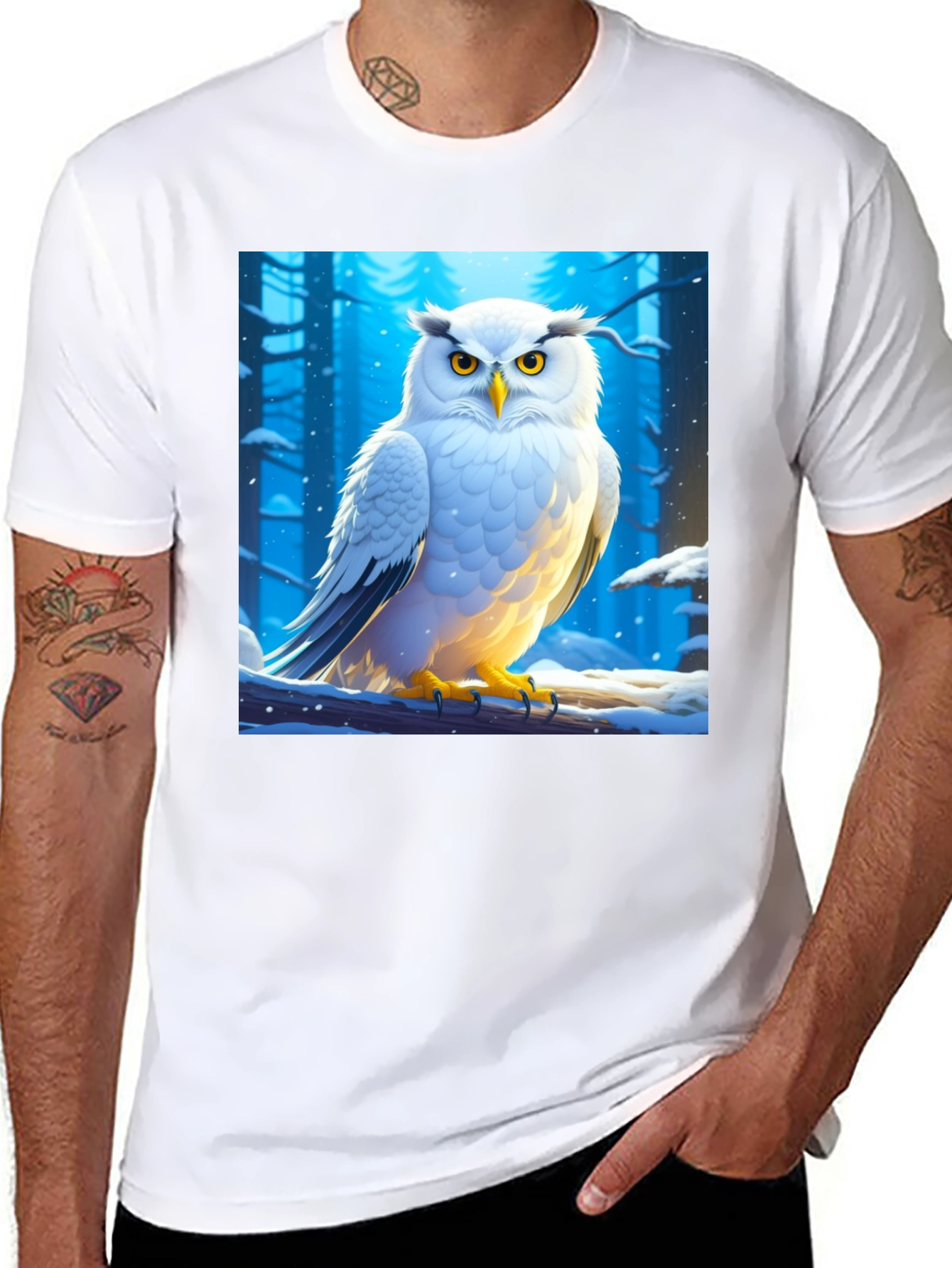 Black Owl Graphic Print Black T-Shirt view 8