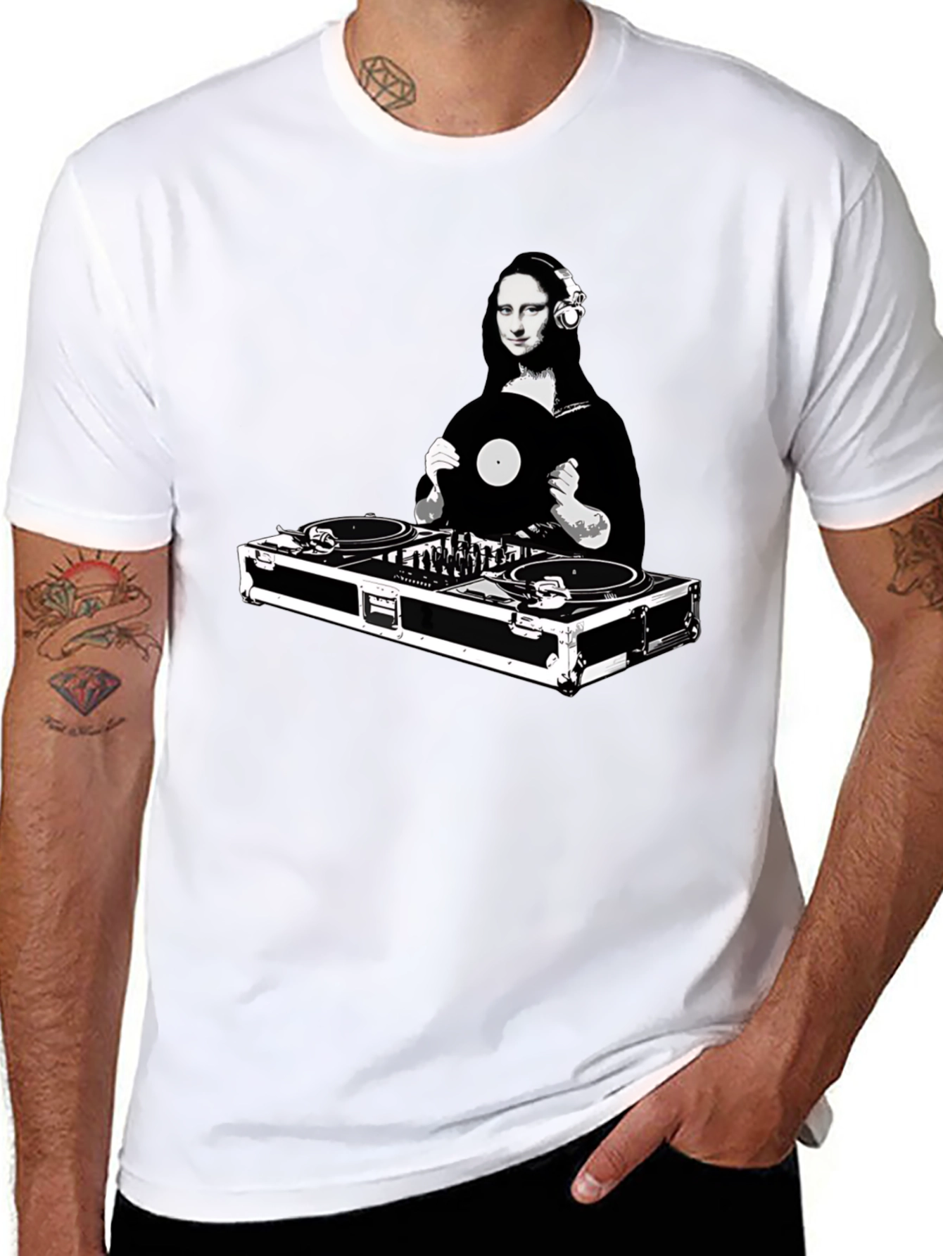 Black DJ Mona Lisa Graphic Tee - Unisex view 8